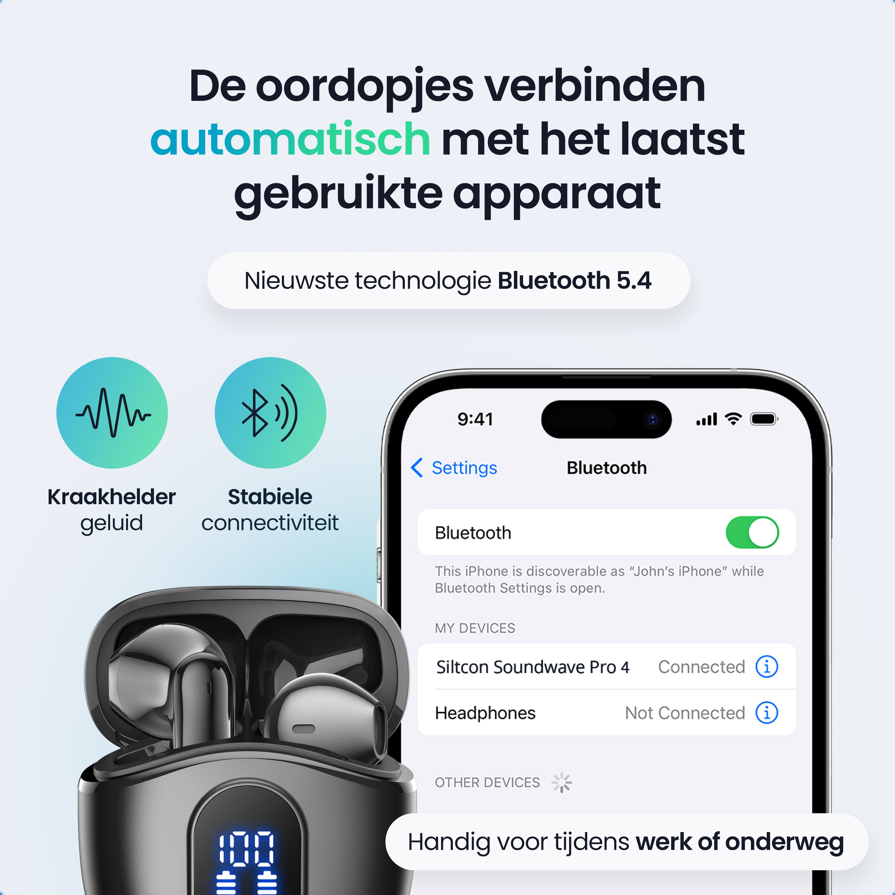 Siltcon Soundwave Pro 4 – Bluetooth 5.4 – ENC Noise Cancelling - Zwart