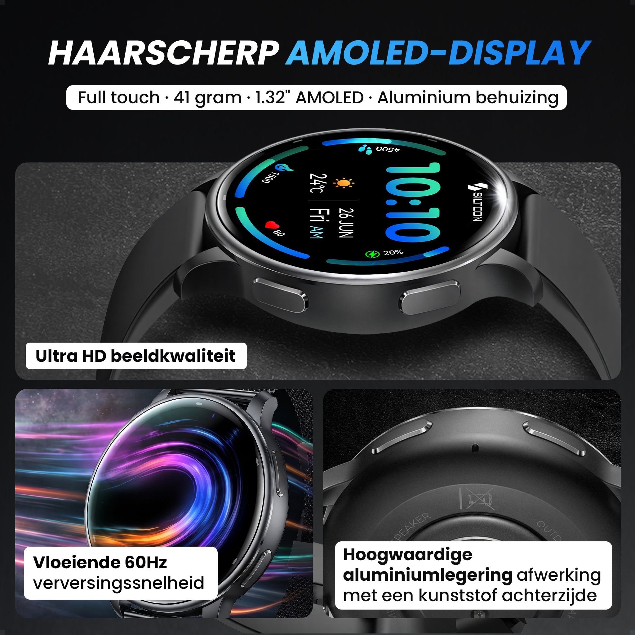 Siltcon® FitTrack Pro Smartwatch dames & heren
