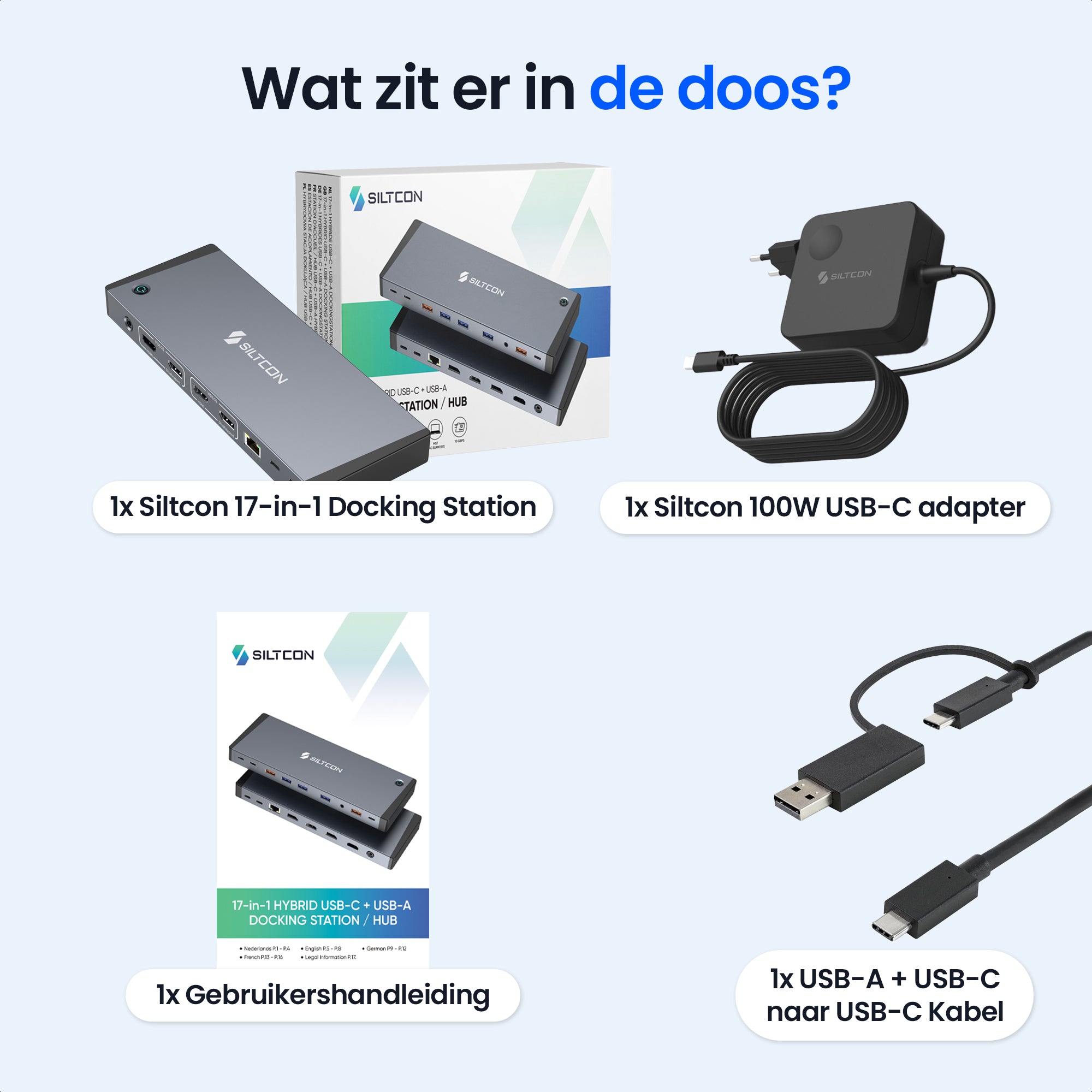 Siltcon – 17-in-1 & Dual 4K – Docking Station met USB-C & 100W Power Delivery