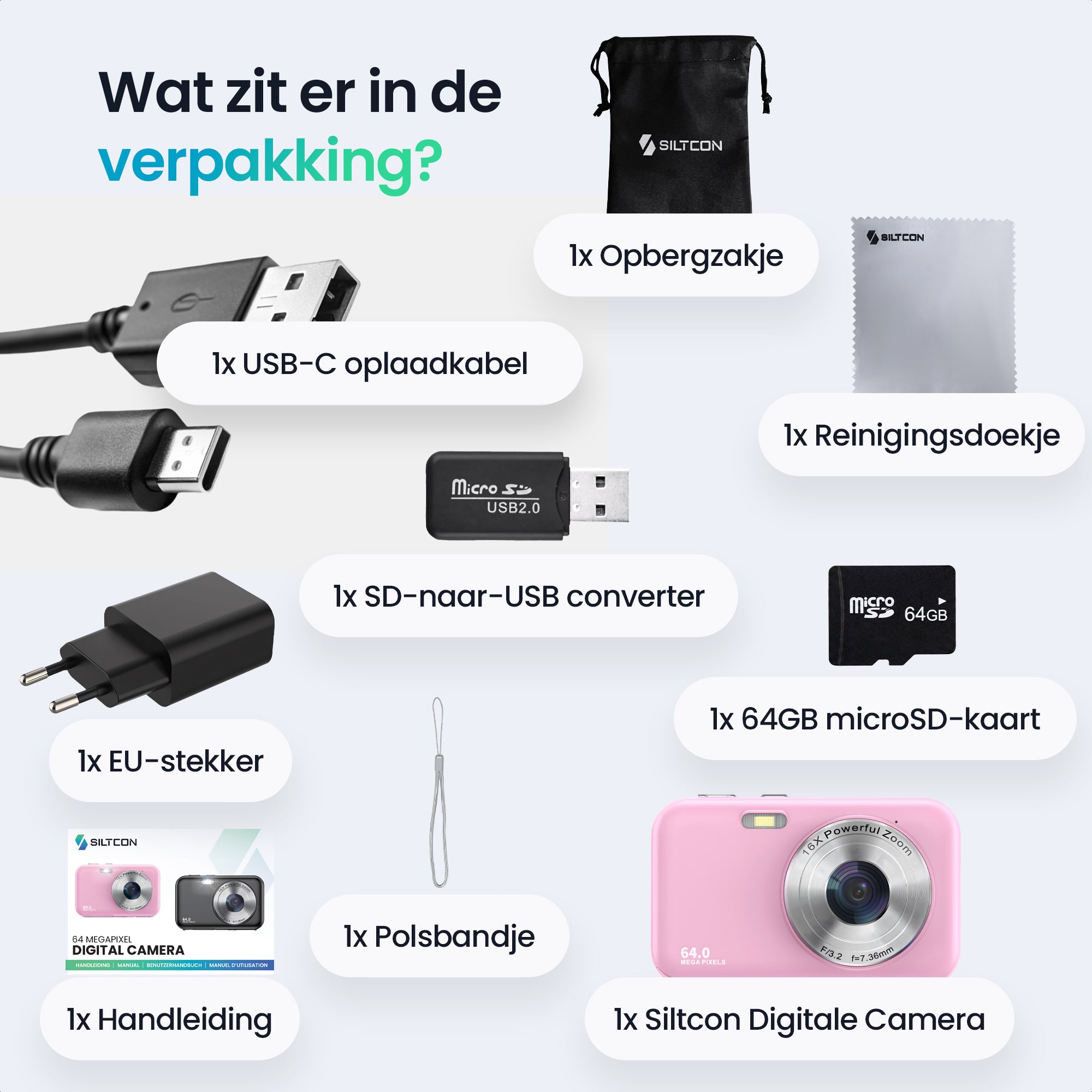 Siltcon® Digital Camera - Full HD - 64 MP - Pink