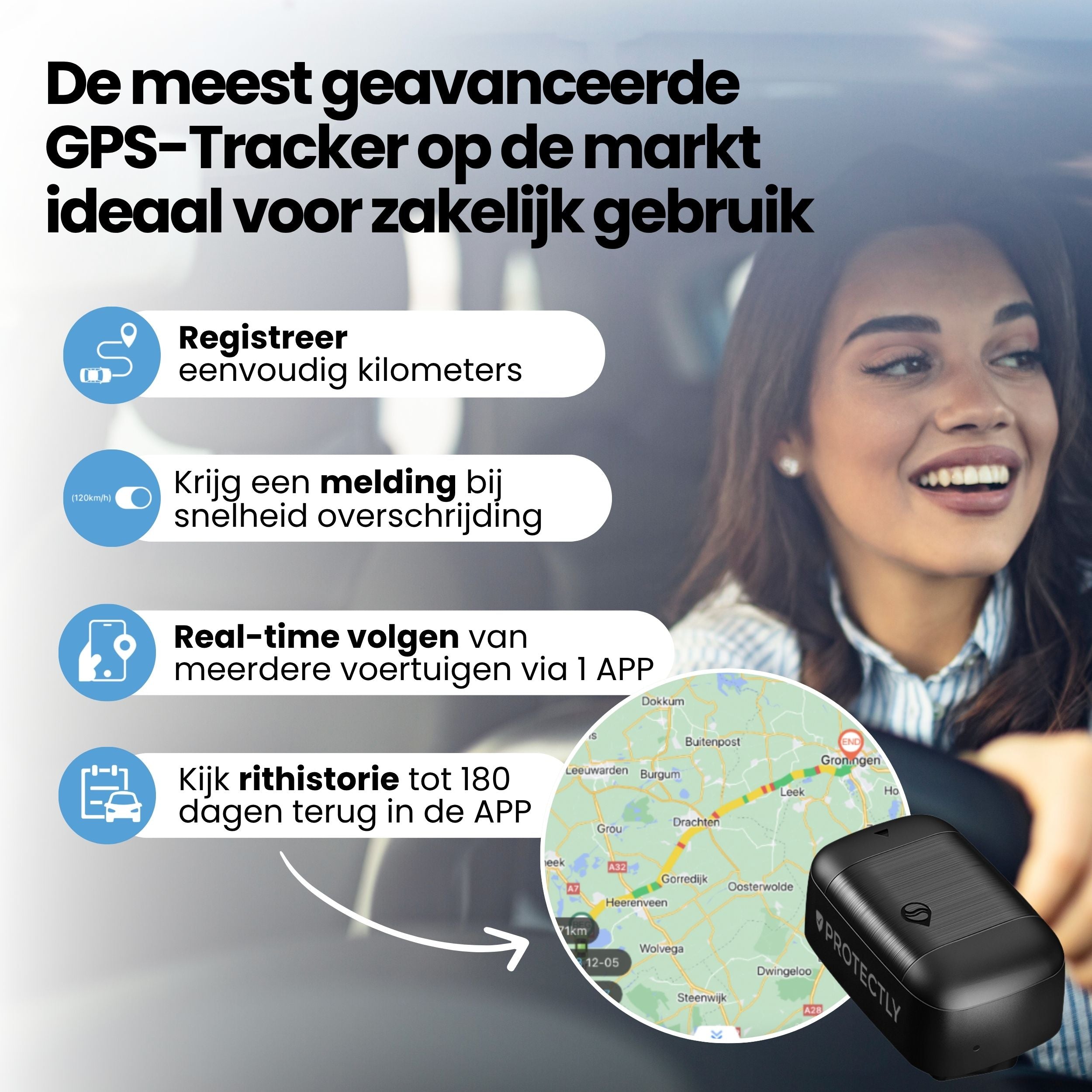 Protectly OBD GPS Tracker – Zonder Abonnement – 4G Tracking Auto