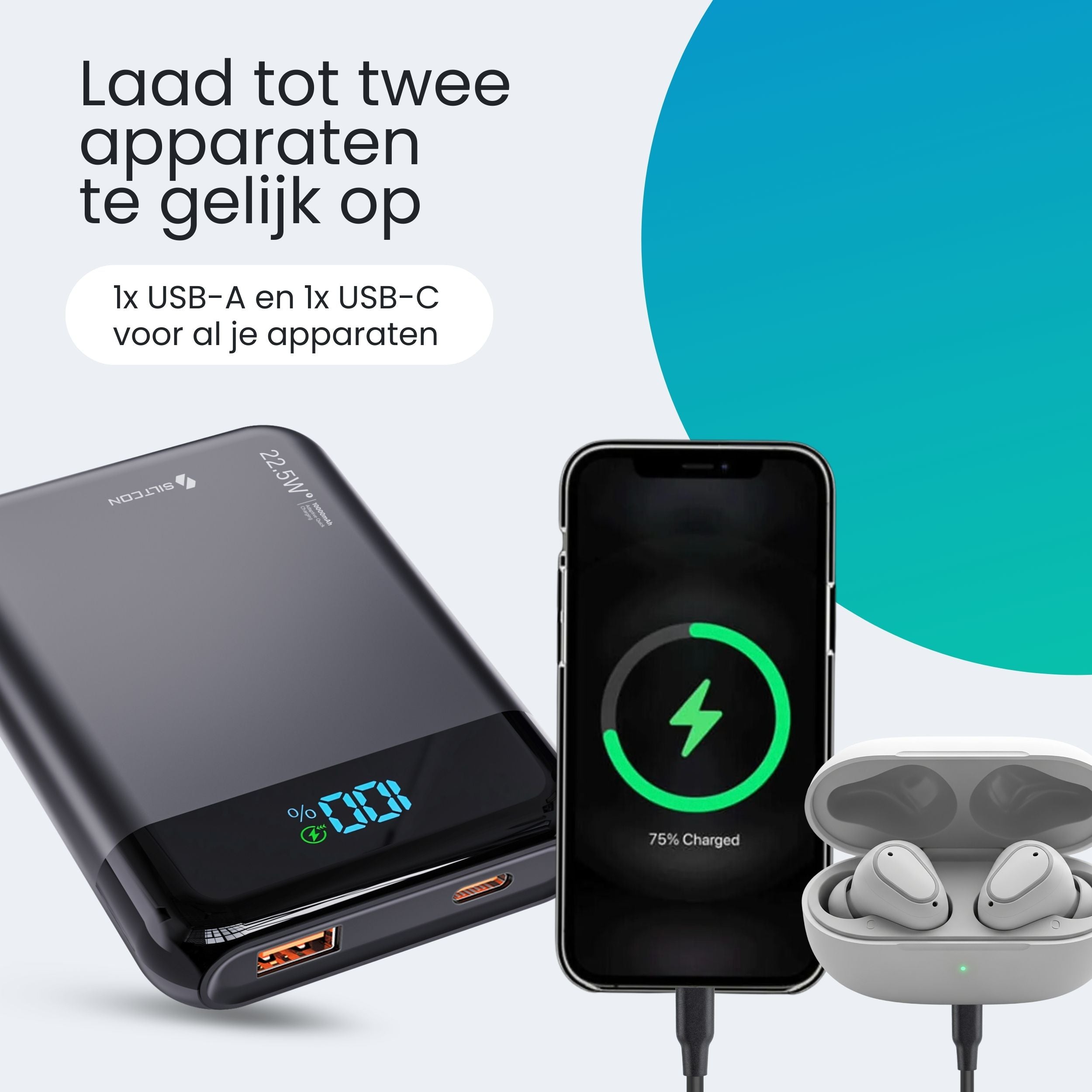 Siltcon® Ultra Compacte Powerbank 10000 mAh