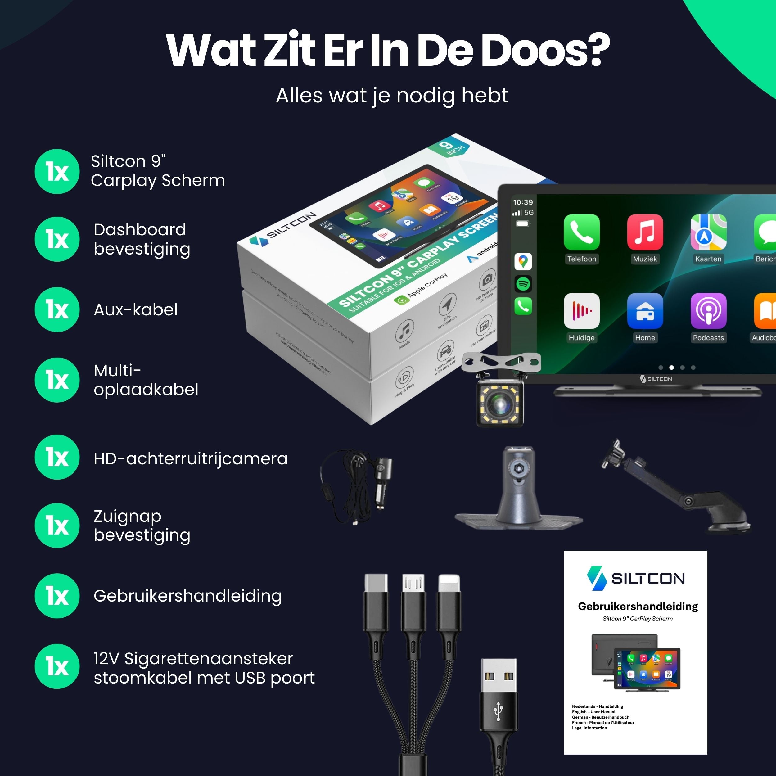 Siltcon 9” Carplay Scherm / Android Auto