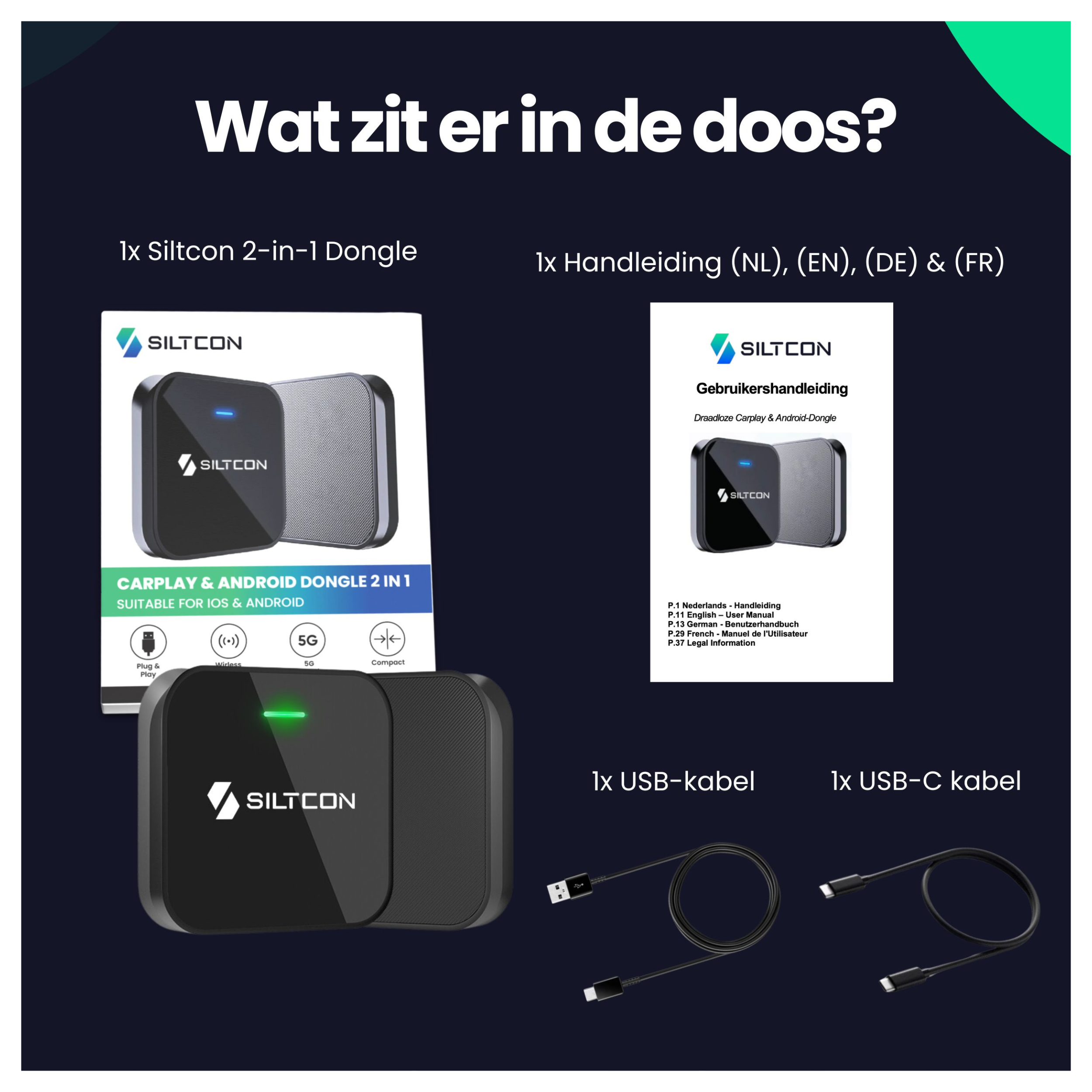 Siltcon 2-in-1 CarPlay & Android Auto Dongle