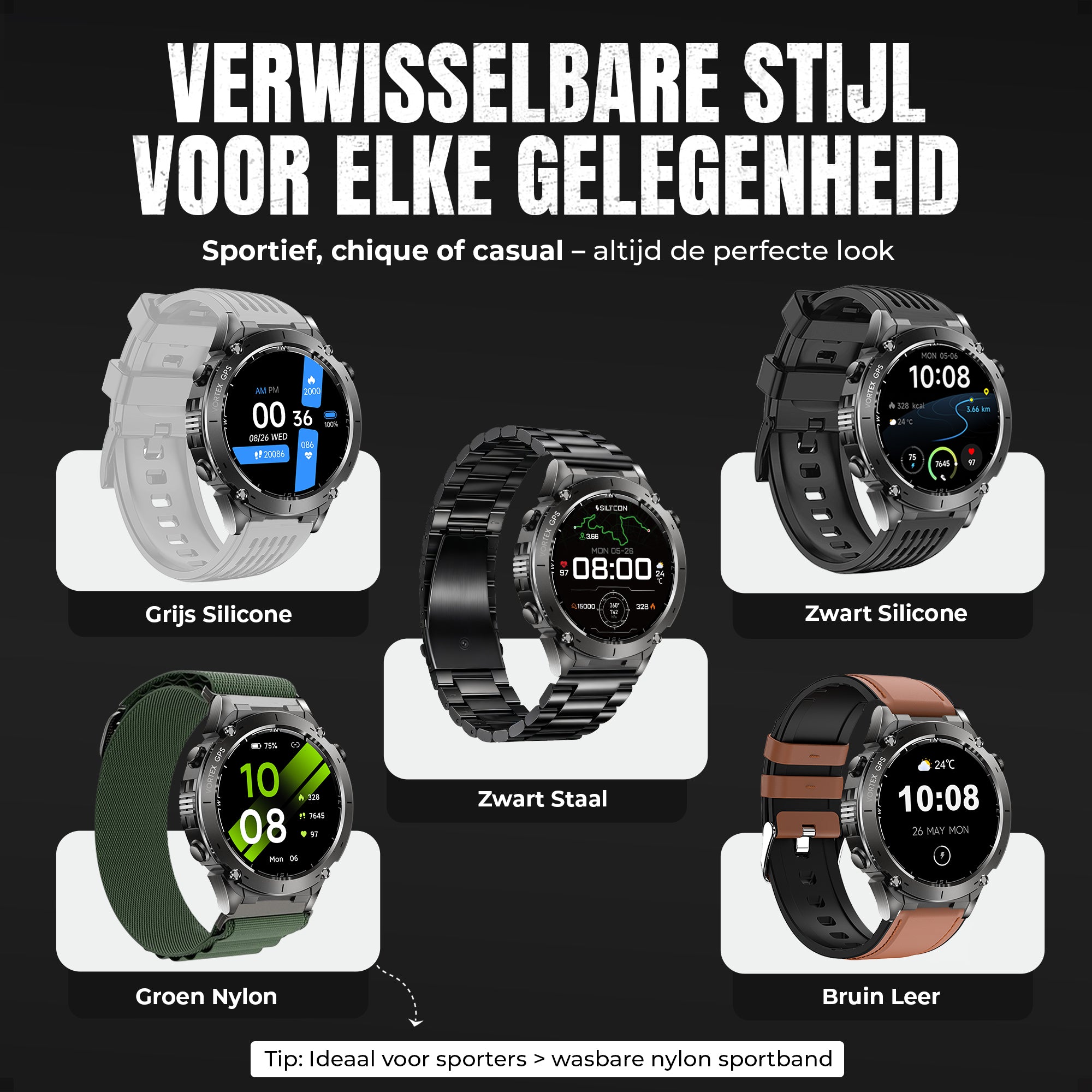 LET OP: PRE ORDER!! Siltcon® Vortex GPS Smartwatch