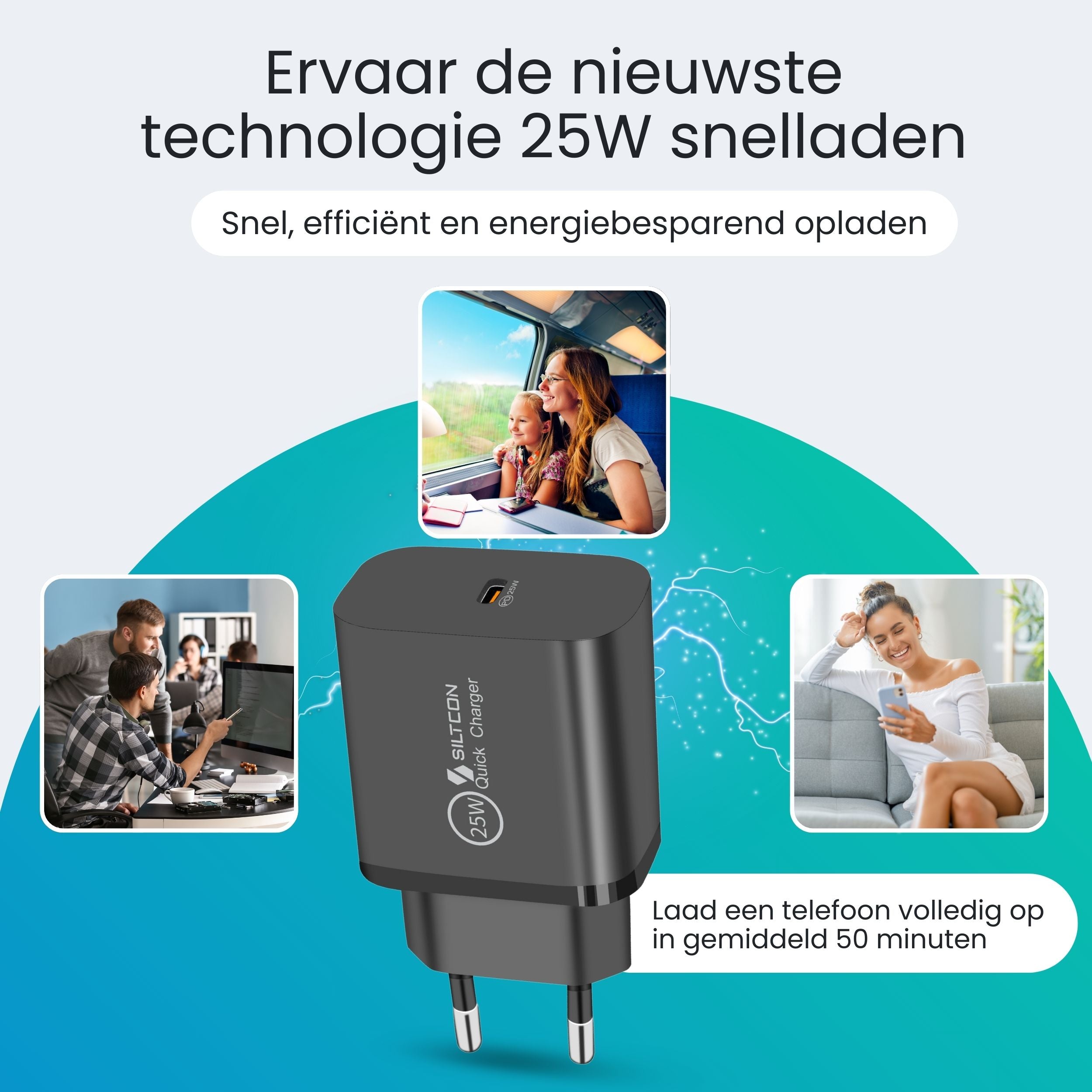Siltcon 25W USB-C Snellader – Compact & Supersnel Opladen