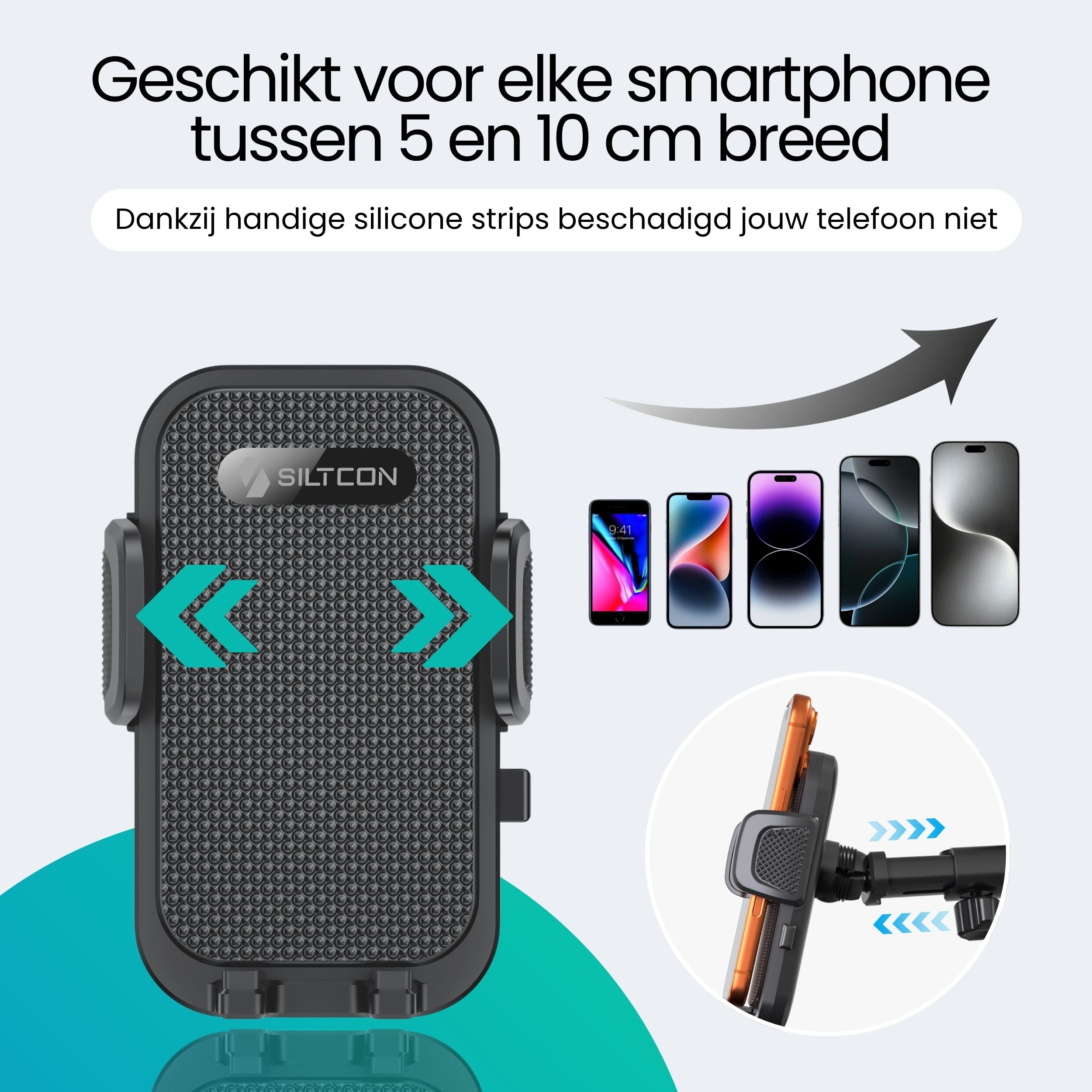 Siltcon Universele Telefoonhouder Auto – Zuignap Bevestiging & 360° Draaibaar
