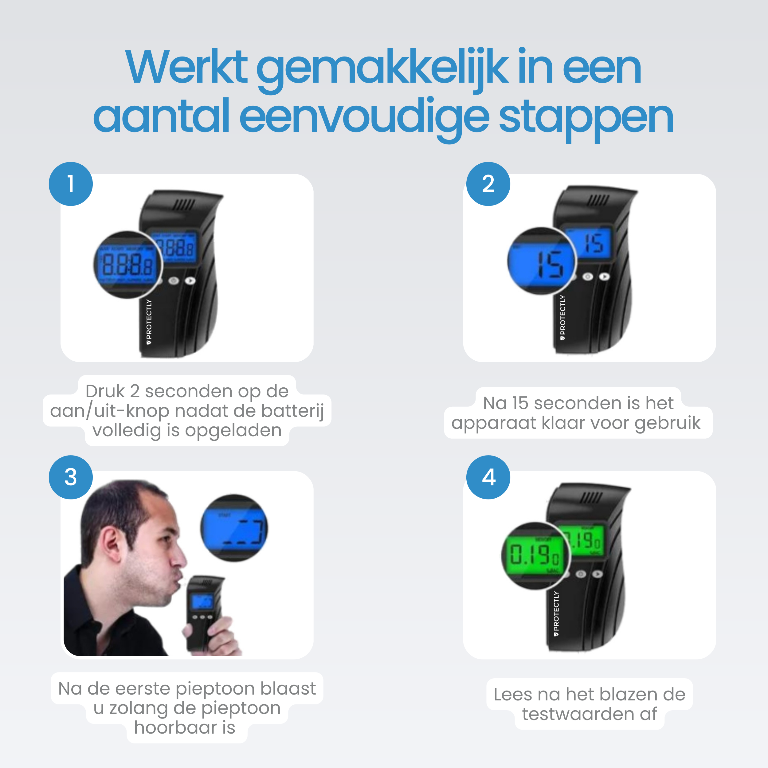 Protectly Digitale Alcoholtester 1.0 20 extra mondstukjes - Siltcon