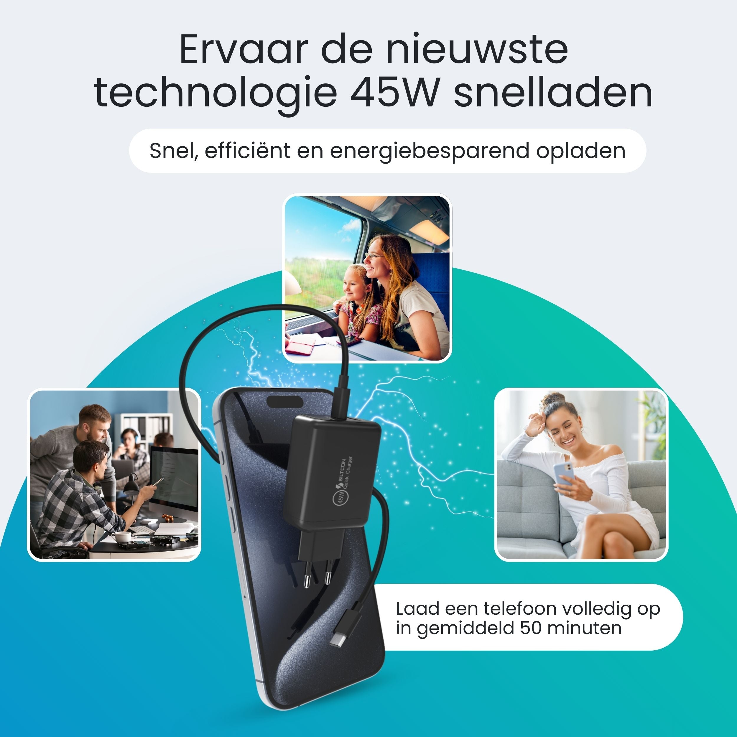 Siltcon 45W USB-C Snellader – Supersnel & Universeel Opladen