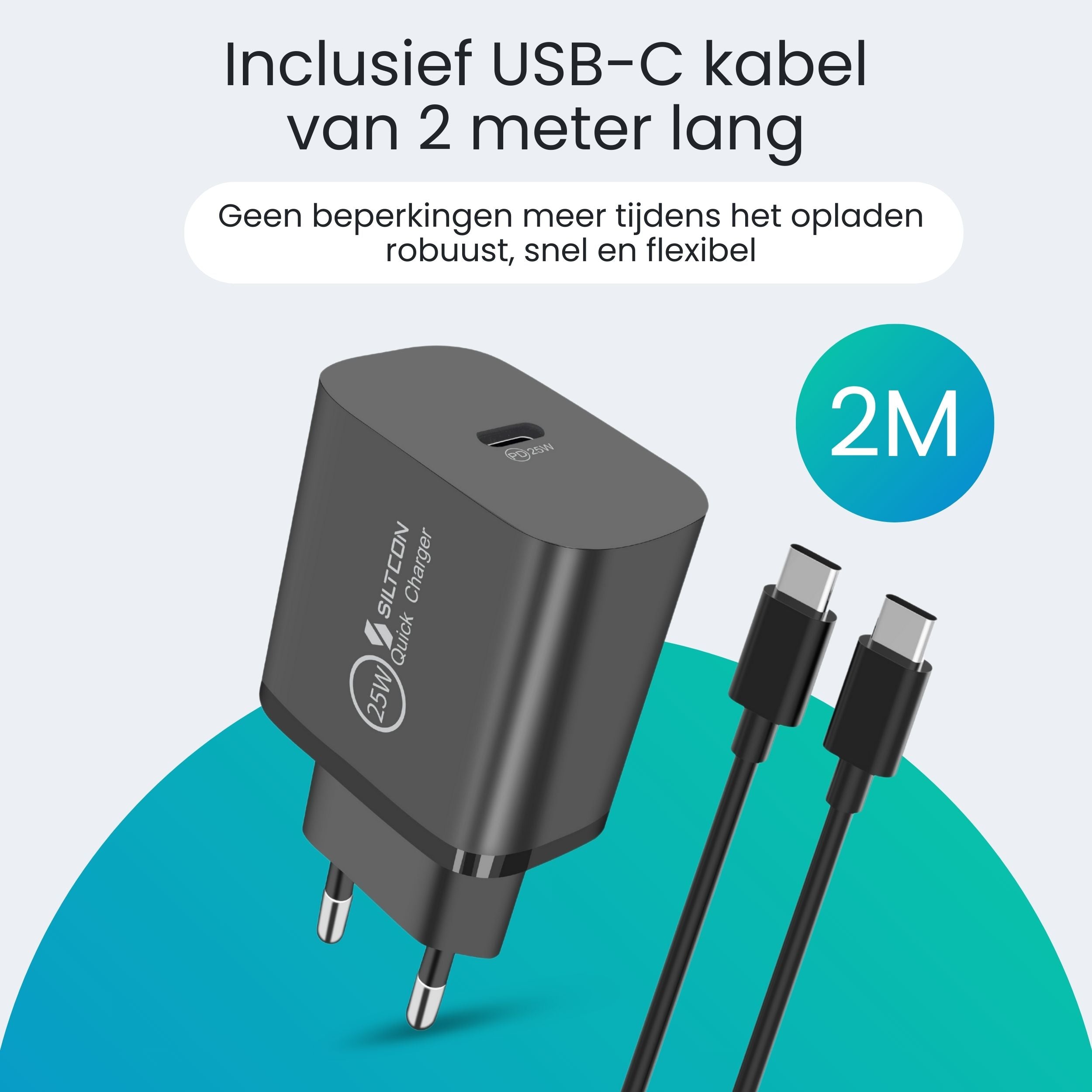 Siltcon 25W USB-C Snellader – Compact & Supersnel Opladen