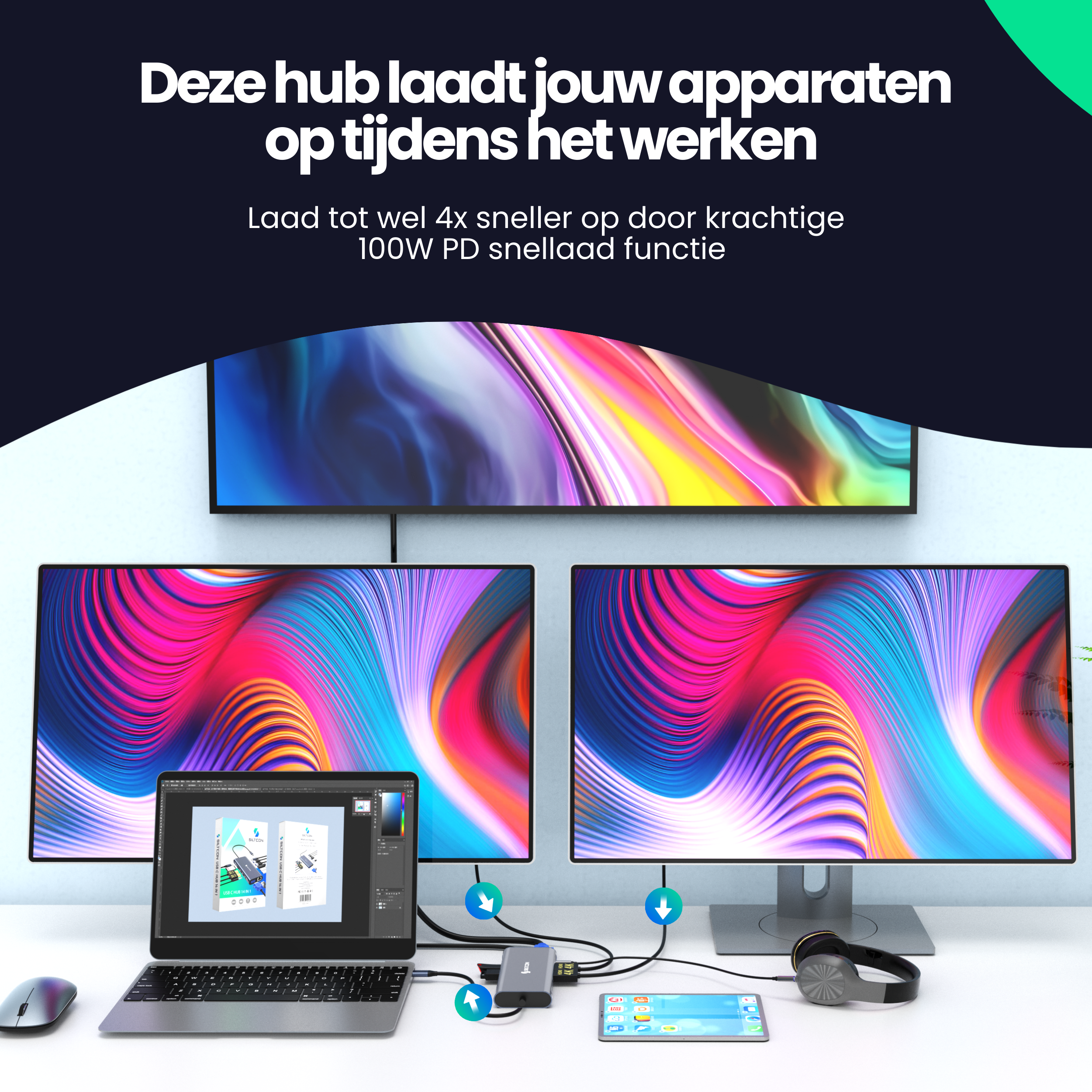 Siltcon 14-in-1 USB-C Hub – Laptop Docking Station - Siltcon