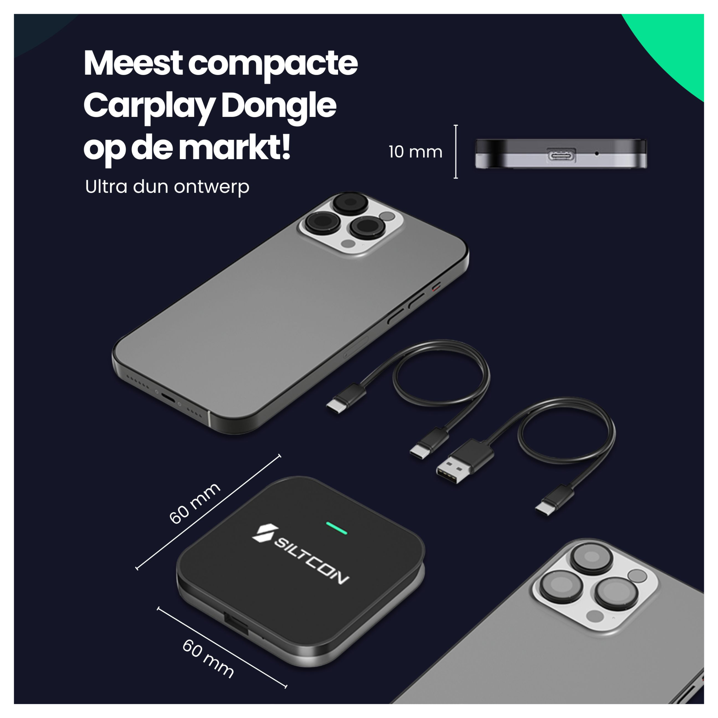 Siltcon 2-in-1 CarPlay & Android Auto Dongle