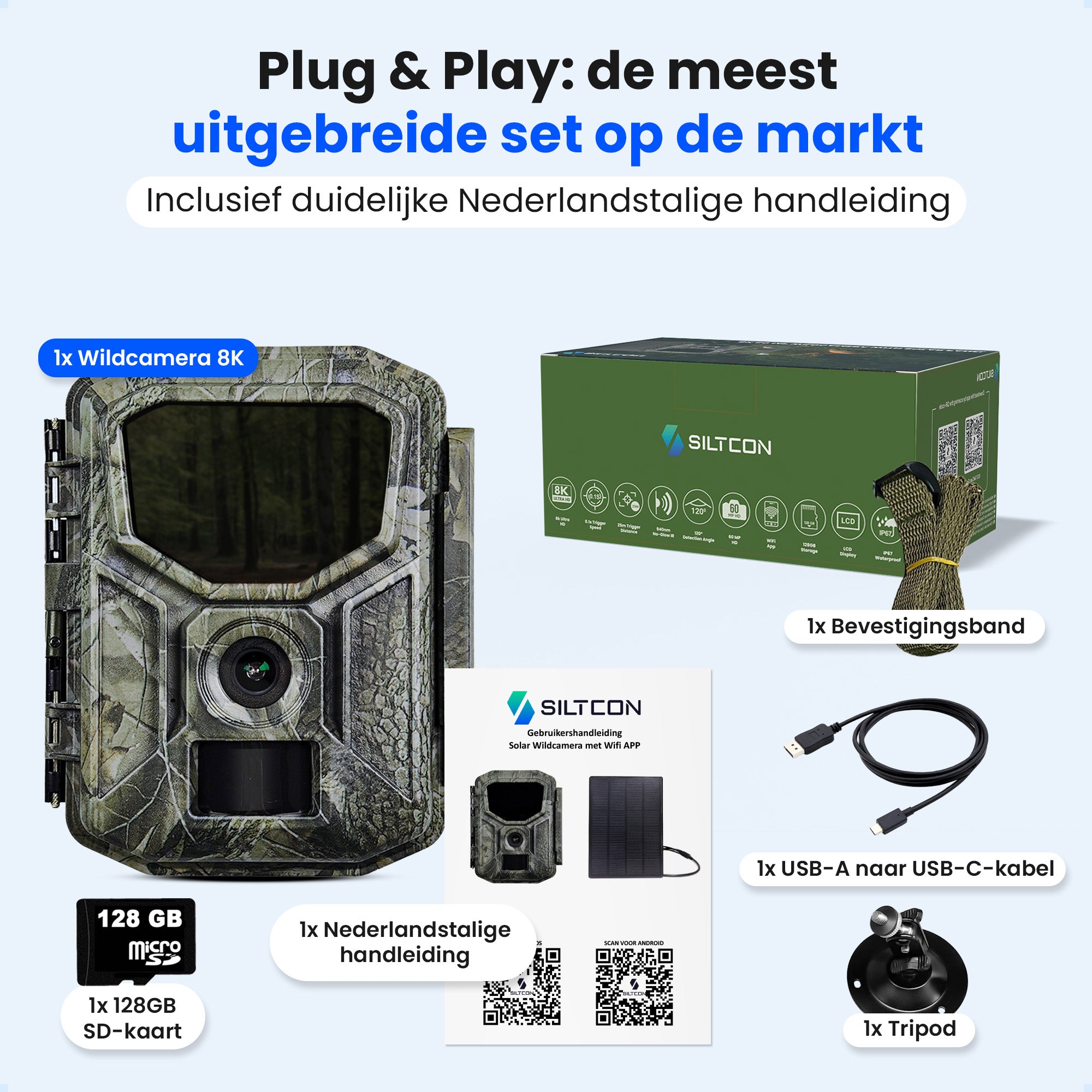 Siltcon Wildlife Camera with Solar Panel on Cable 8K