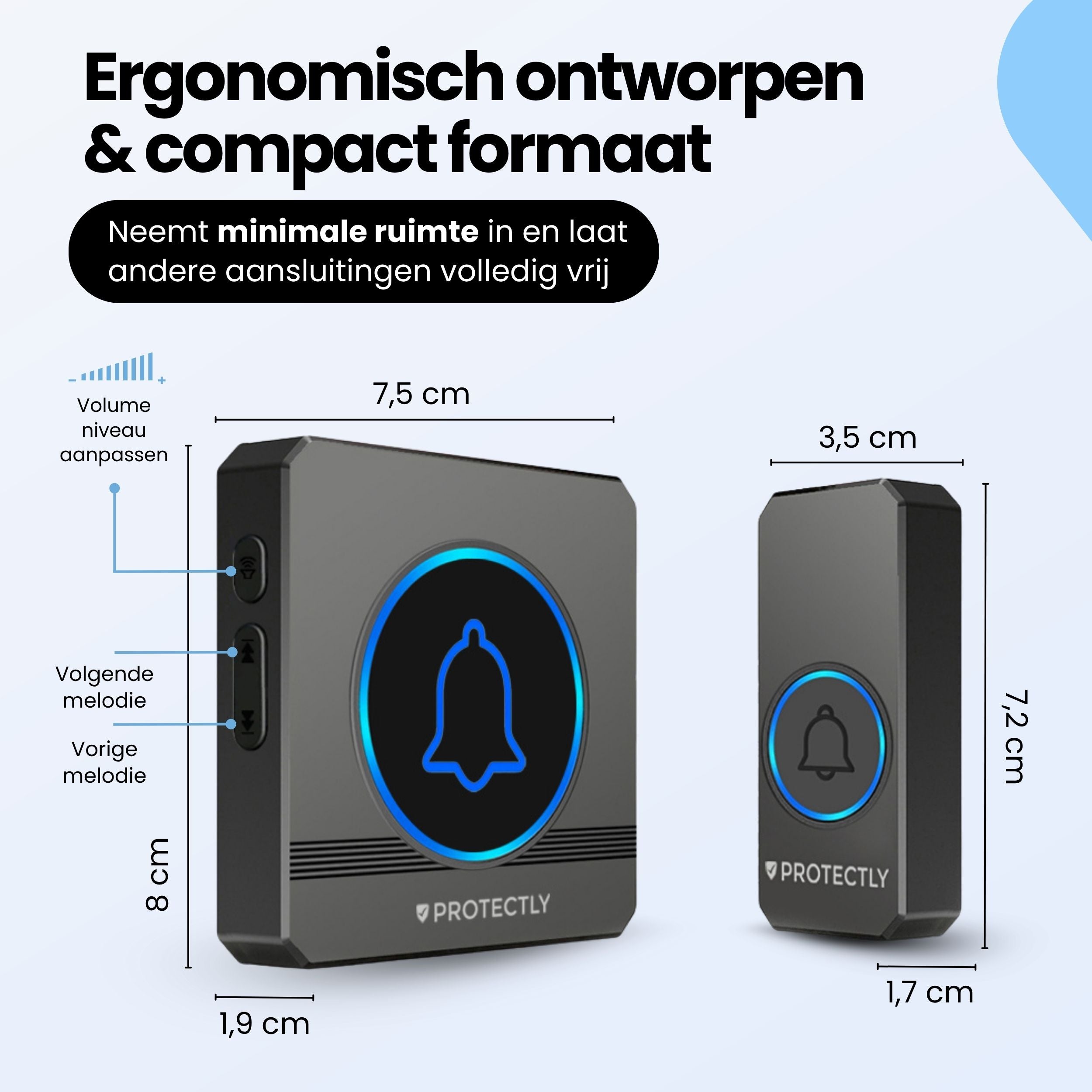 Protectly Draadloze Deurbel met 2 Ontvangers & LED-indicatie