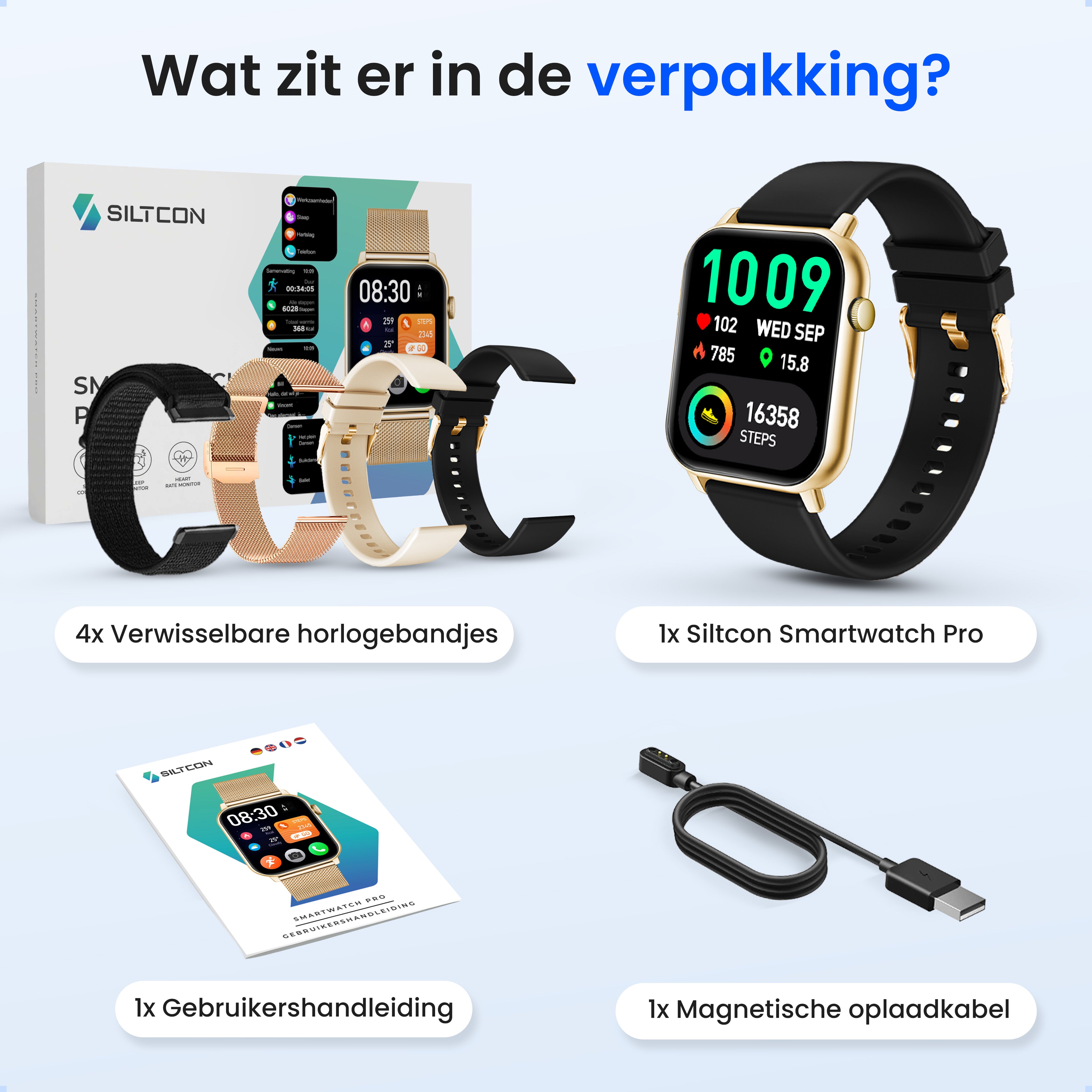 Siltcon Smartwatch Heren & Dames Pro - Goud