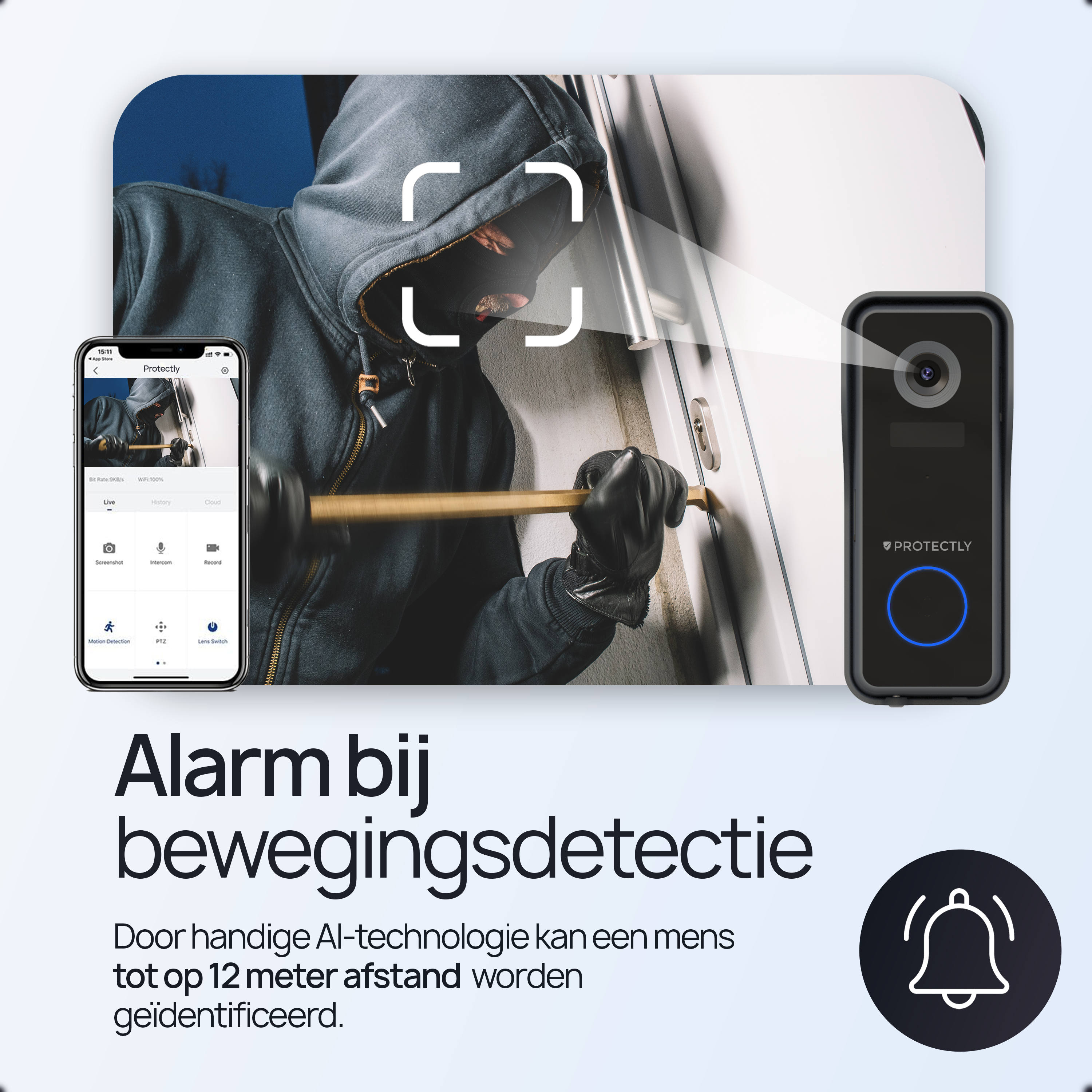 Protectly 2K Video Deurbel Draadloos - Siltcon