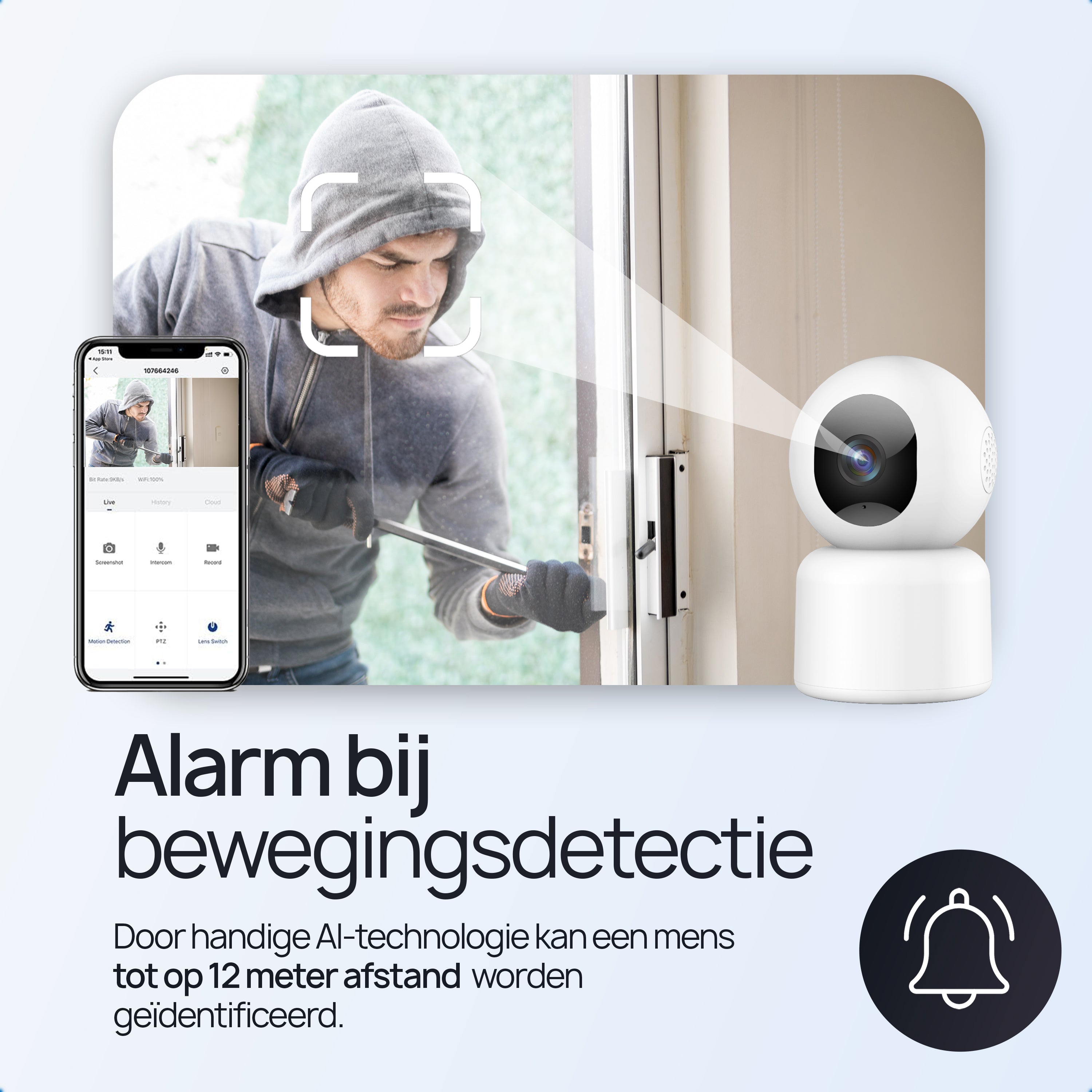 Protectly Beveiligingscamera Binnen – 2K Camera Baby & Huisdier