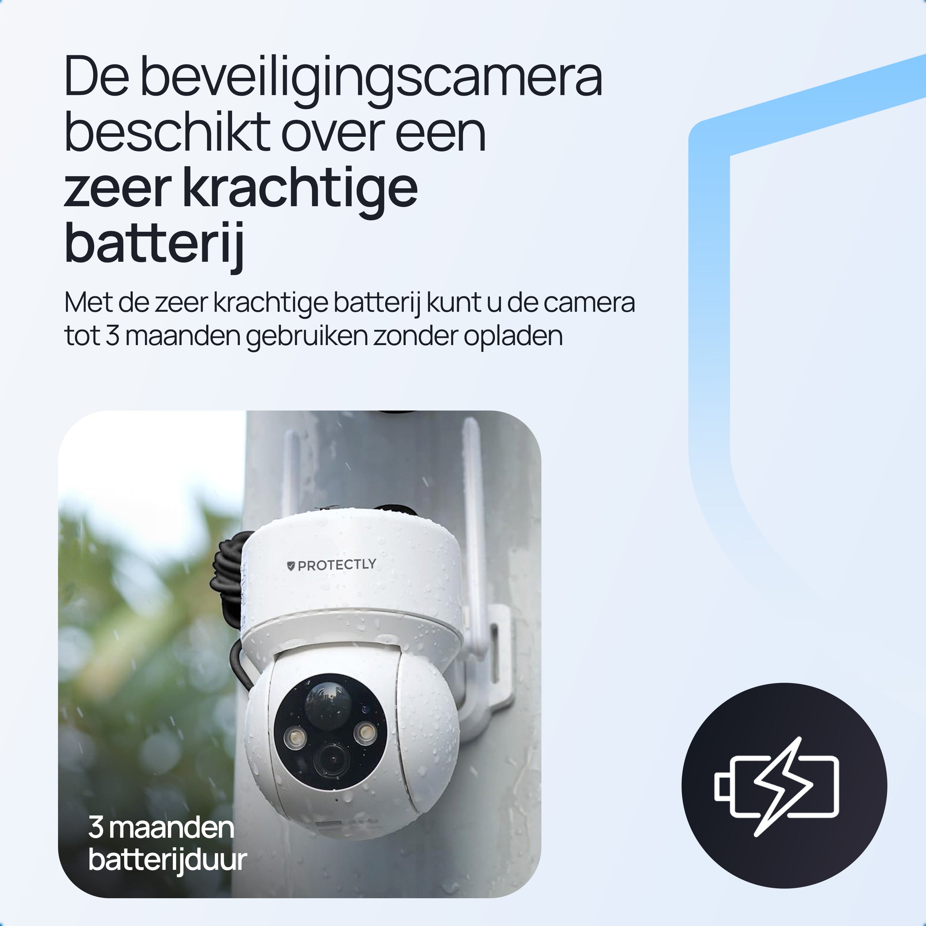 Protectly – Draadloze Beveiligingscamera Wit – 2K Nachtzicht & Appbediening