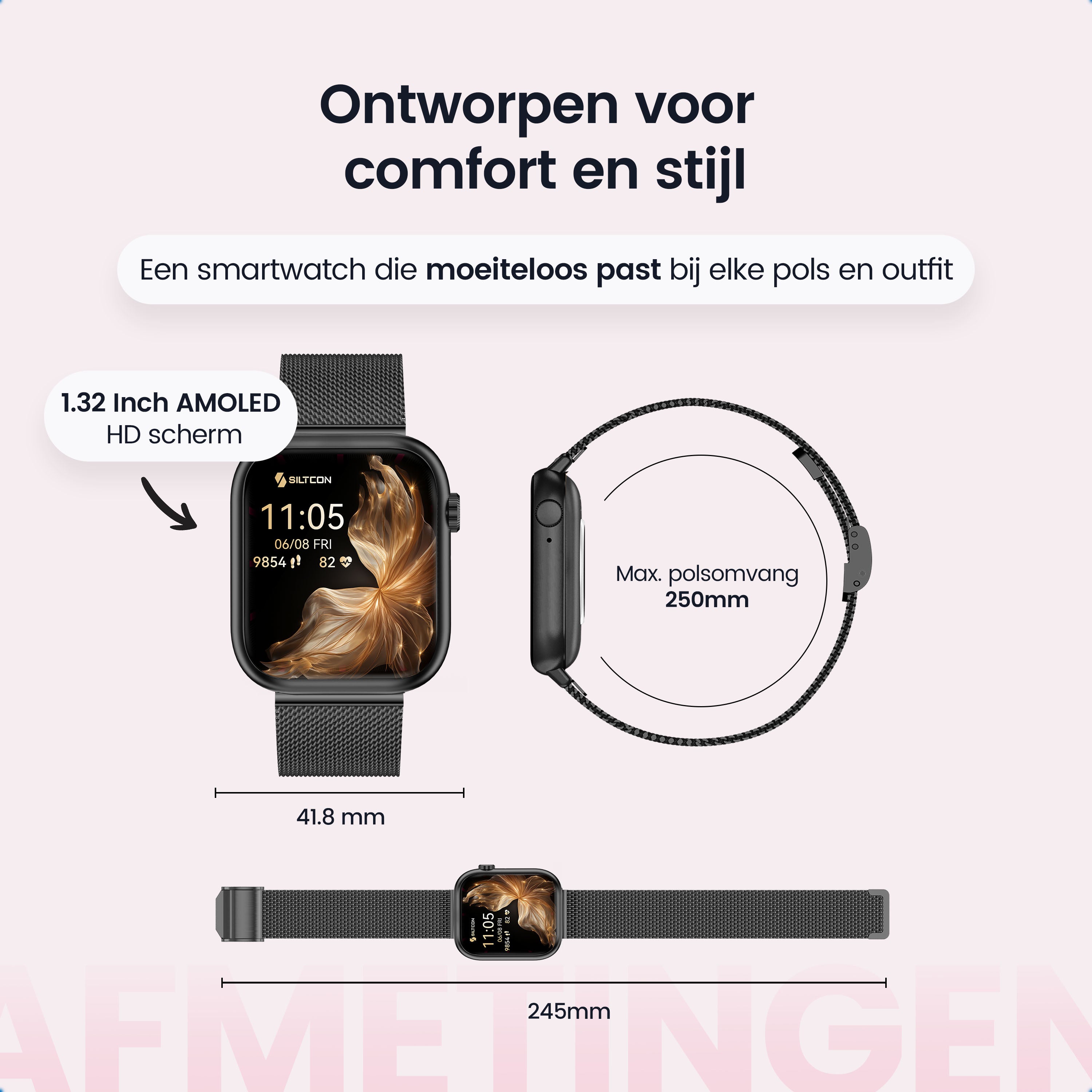 Siltcon Seréa Smartwatch Dames - Zwart