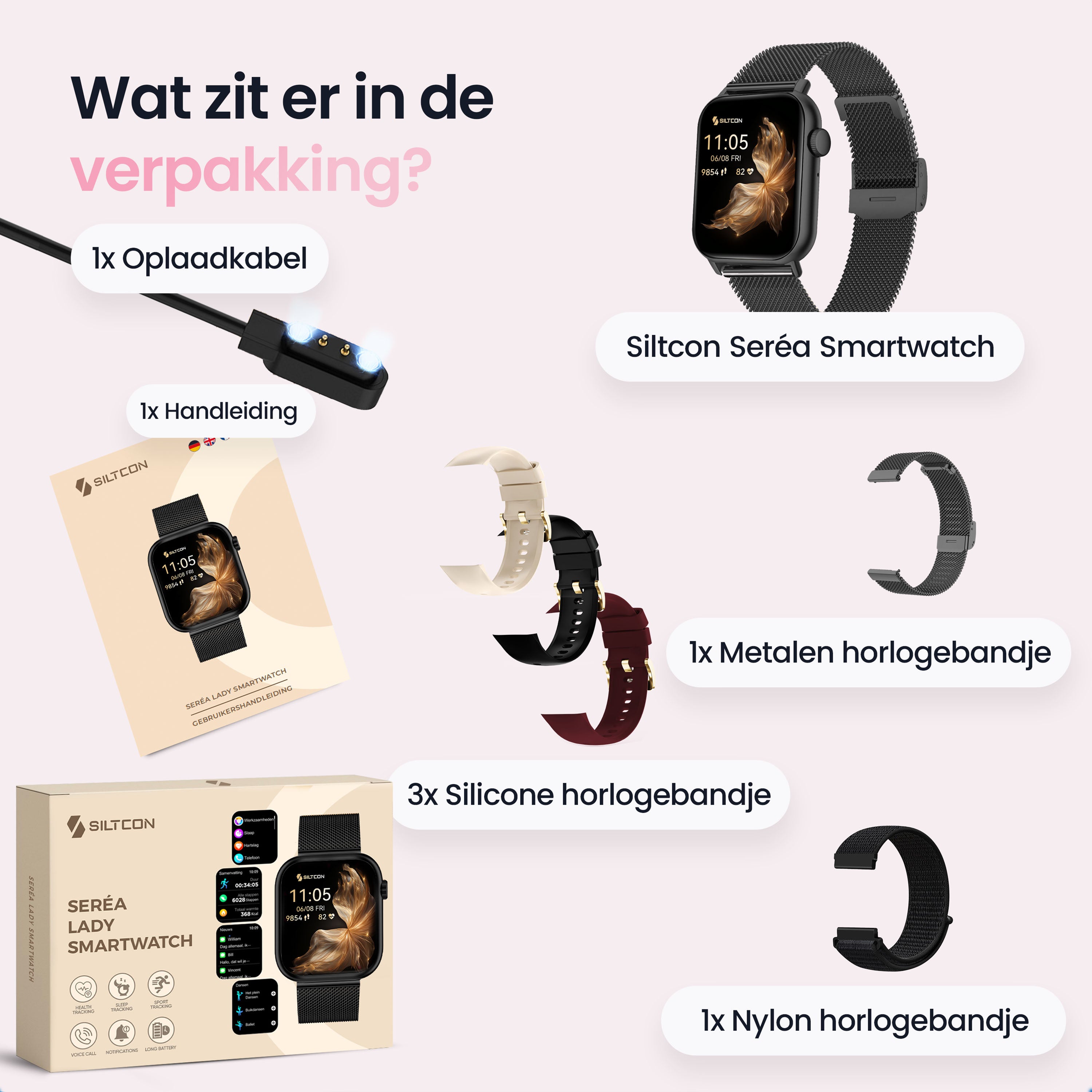Siltcon Seréa Smartwatch Dames - Zwart