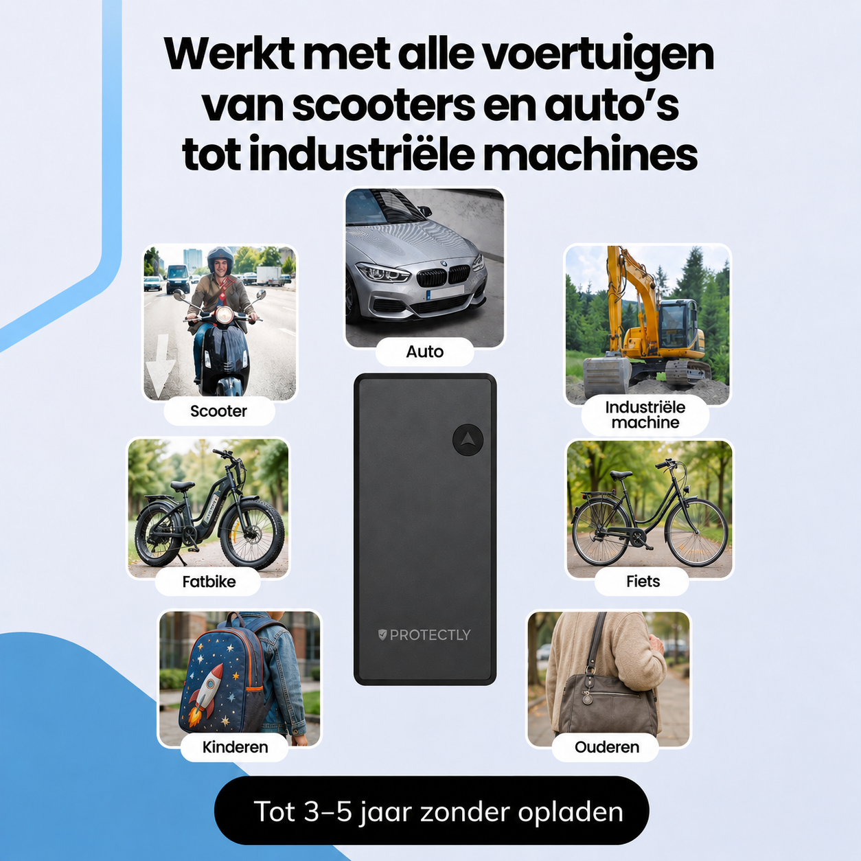 Protectly® GPS Tracker 10 Jaar Zonder Abonnement – Tot 5 Jaar Batterij