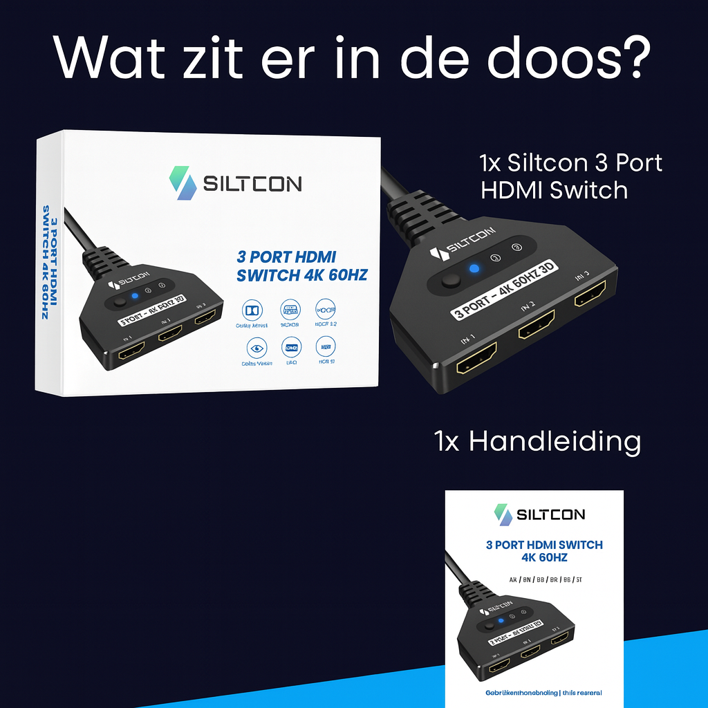 Siltcon® HDMI Switch - 4K 60Hz - 3 inputs 1 output