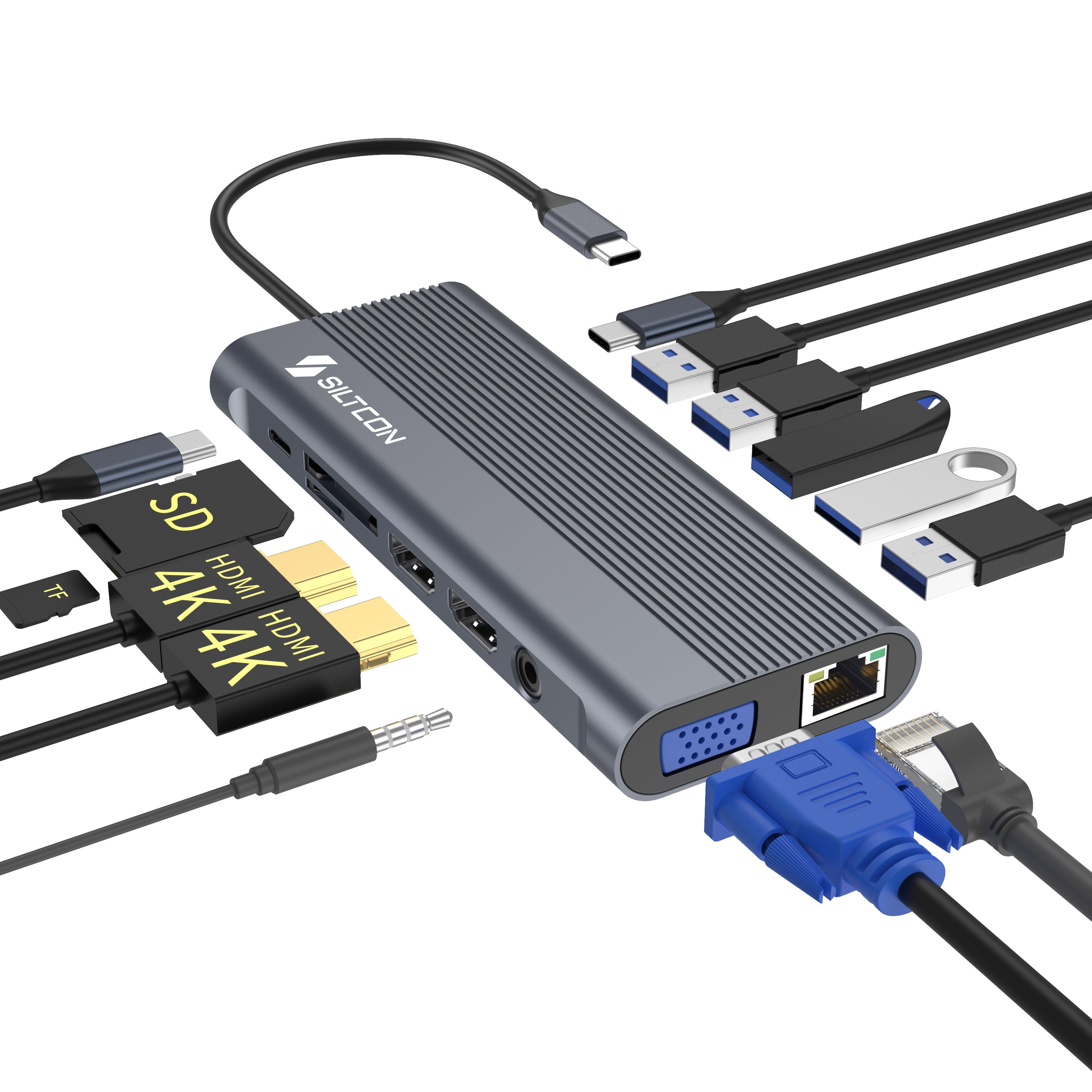 Siltcon® 14 in 1 USB C Hub - Docking Station Laptop