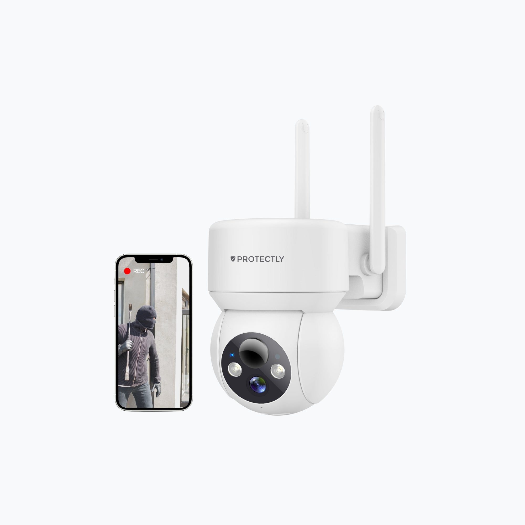 Protectly – Draadloze Beveiligingscamera Wit – 2K Nachtzicht & Appbediening