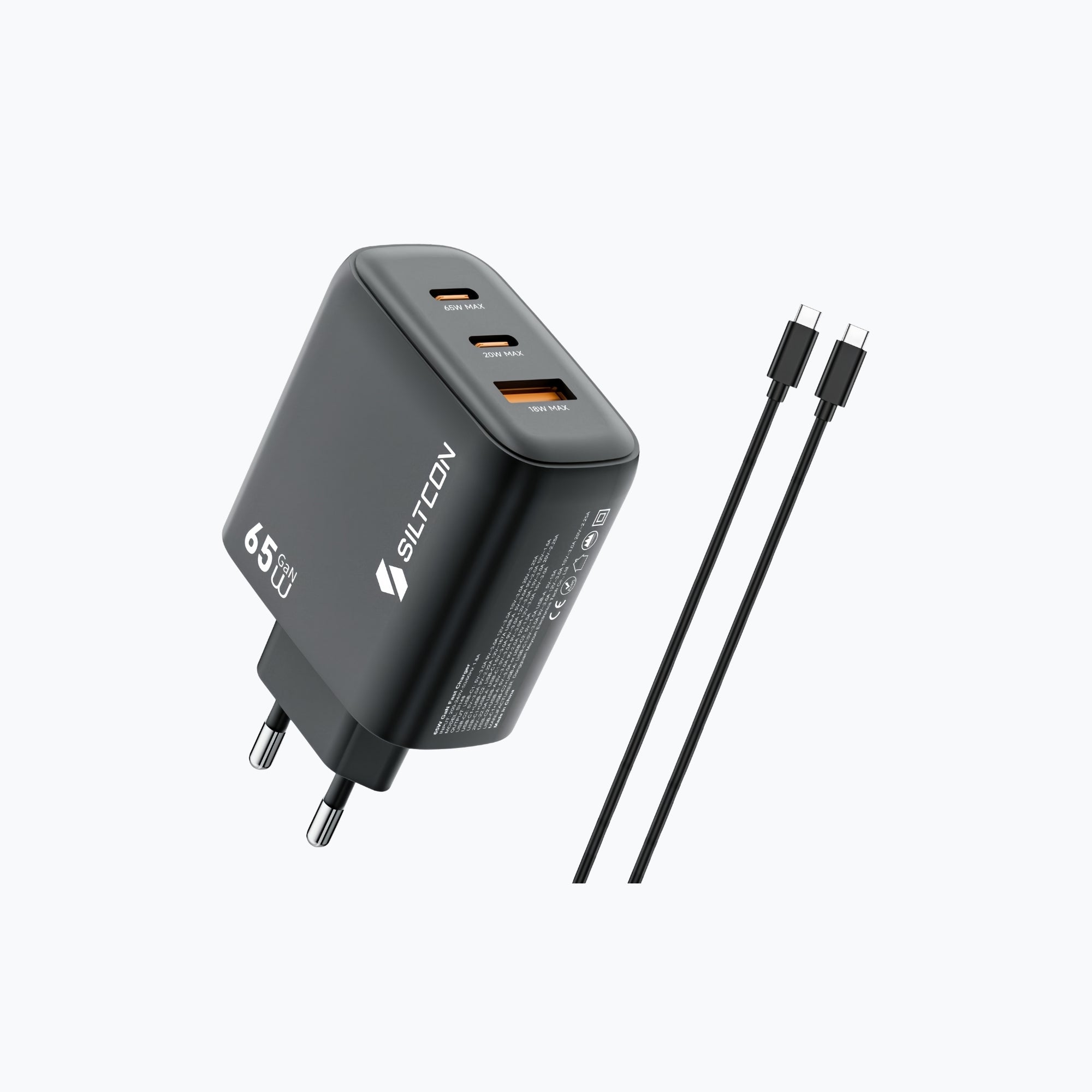 Siltcon 65W USB-C Adapter – Snellader voor Laptop & iPhone