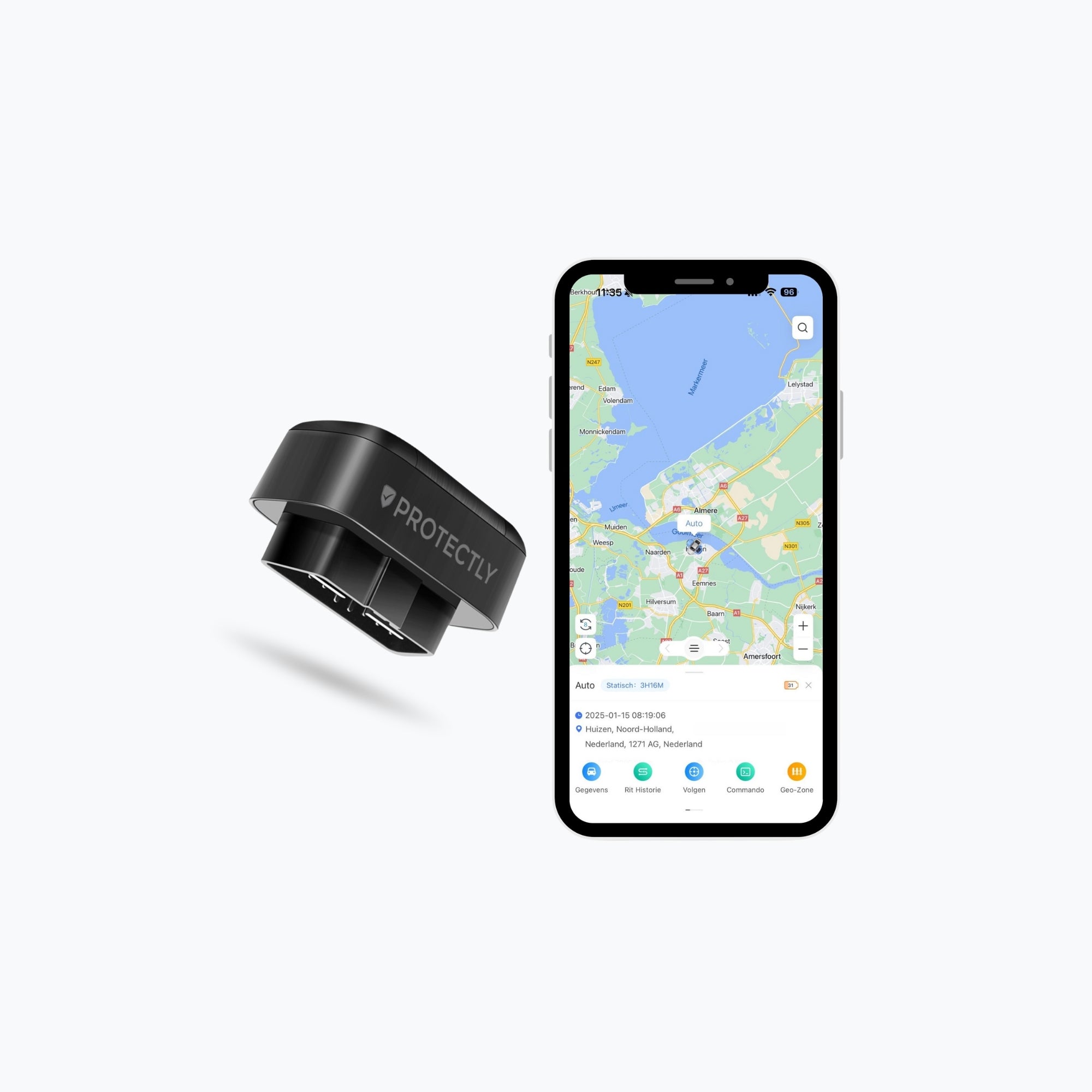 Protectly OBD GPS Tracker – Zonder Abonnement – 4G Tracking Auto