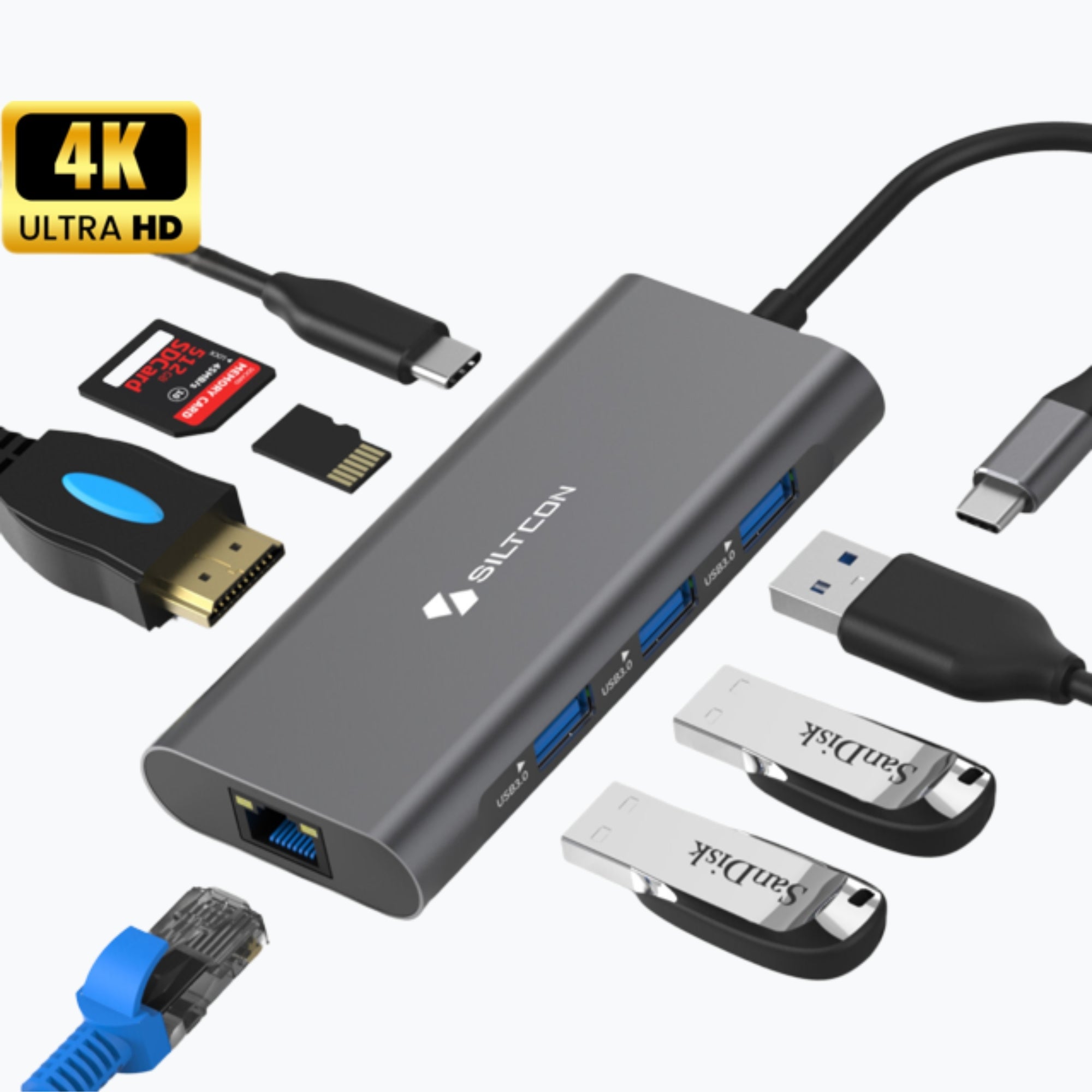 Siltcon 8-in-1 USB C Hub – USB C naar HDMI Hub