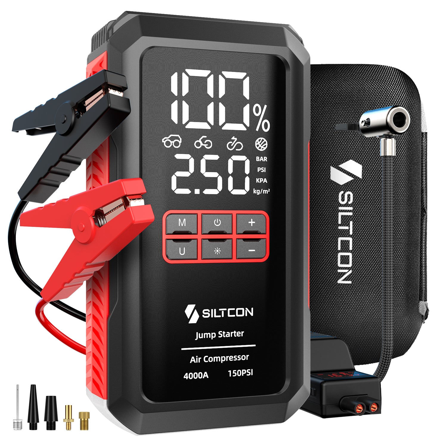 Siltcon® 12V 5-in-1 Jumpstarter voor Auto met Compressor