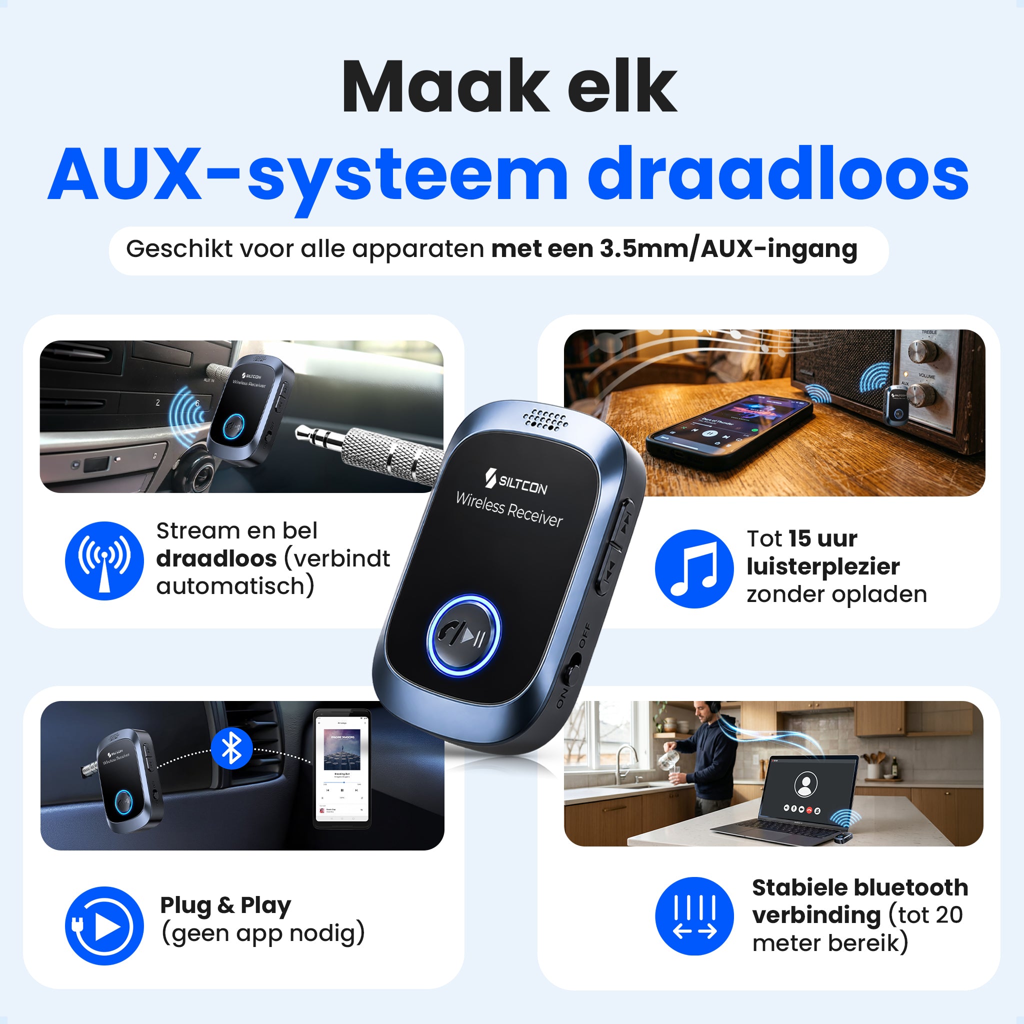 Siltcon® Bluetooth Receiver - BT 5.4 - 3.5MM AUX