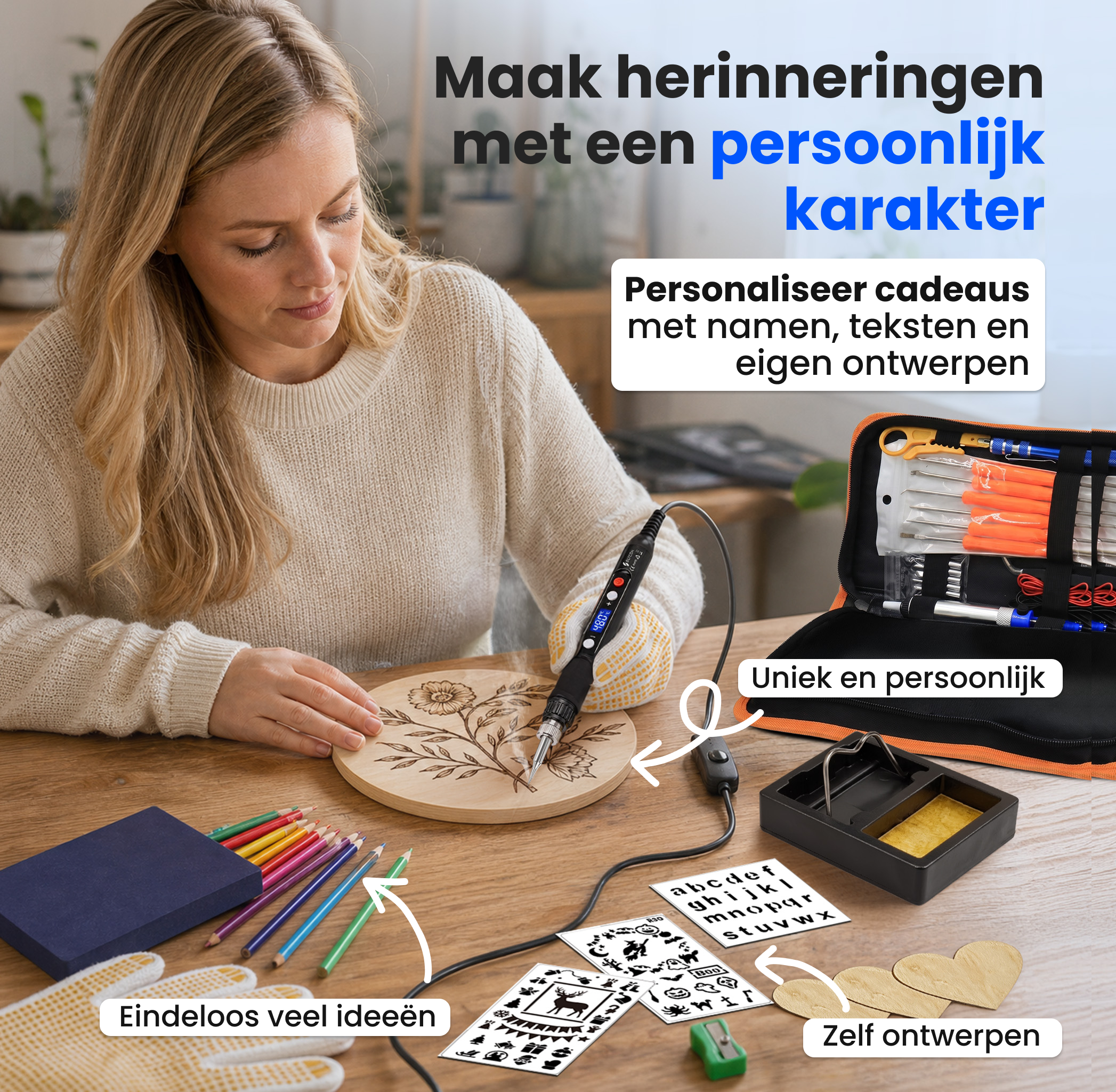 Siltcon® 3 in 1 Houtbrander Set - 100-Delig