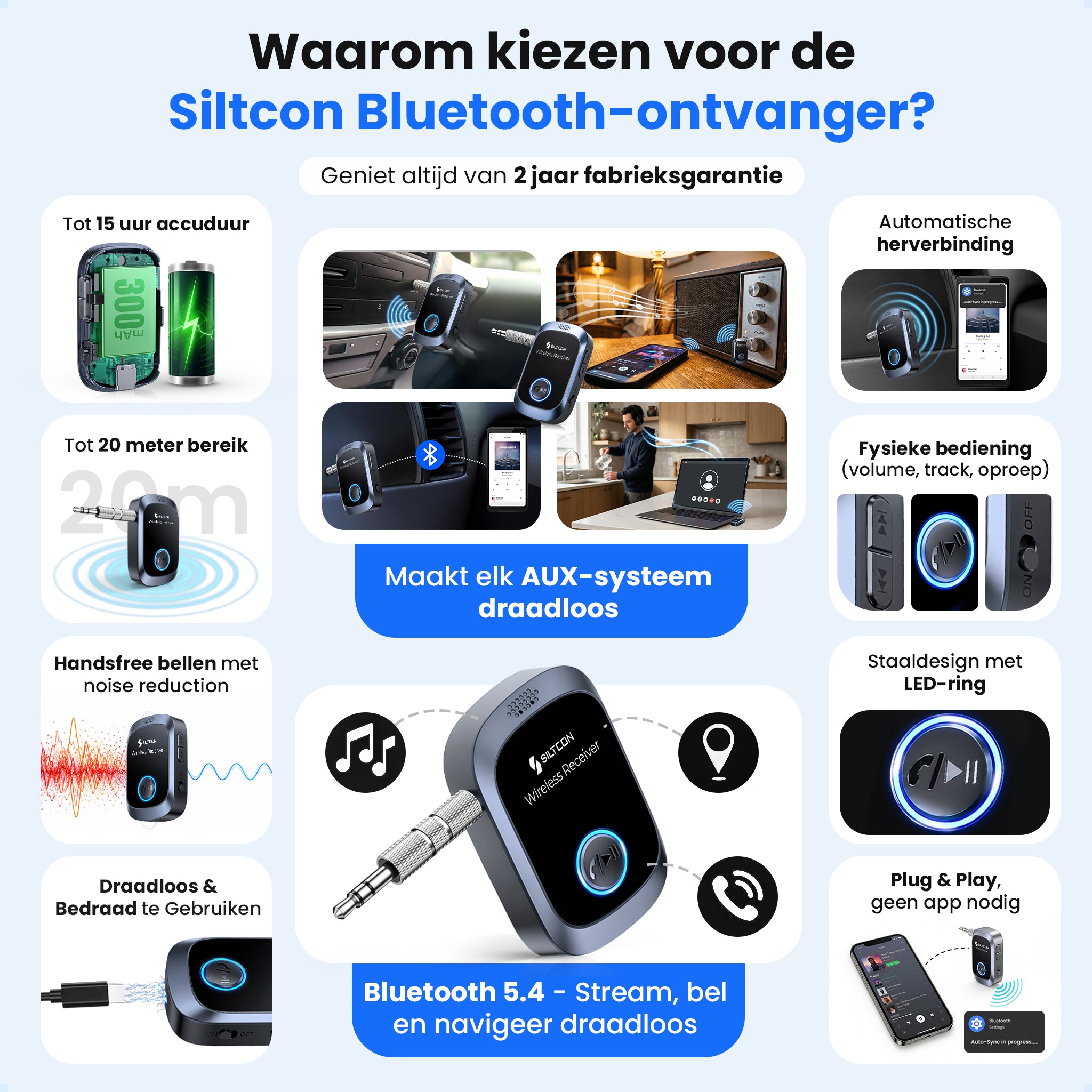 Siltcon® Bluetooth Receiver - BT 5.4 - 3.5MM AUX
