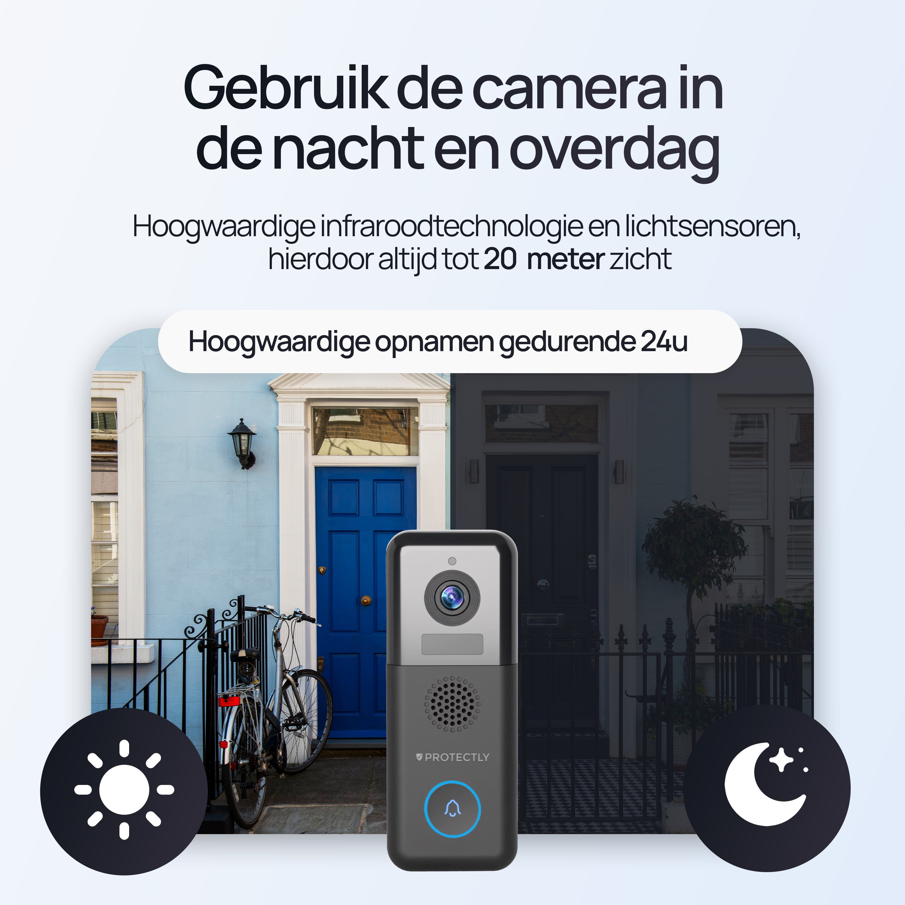 Protectly® Video Deurbel Draadloos & Bedraad 2K