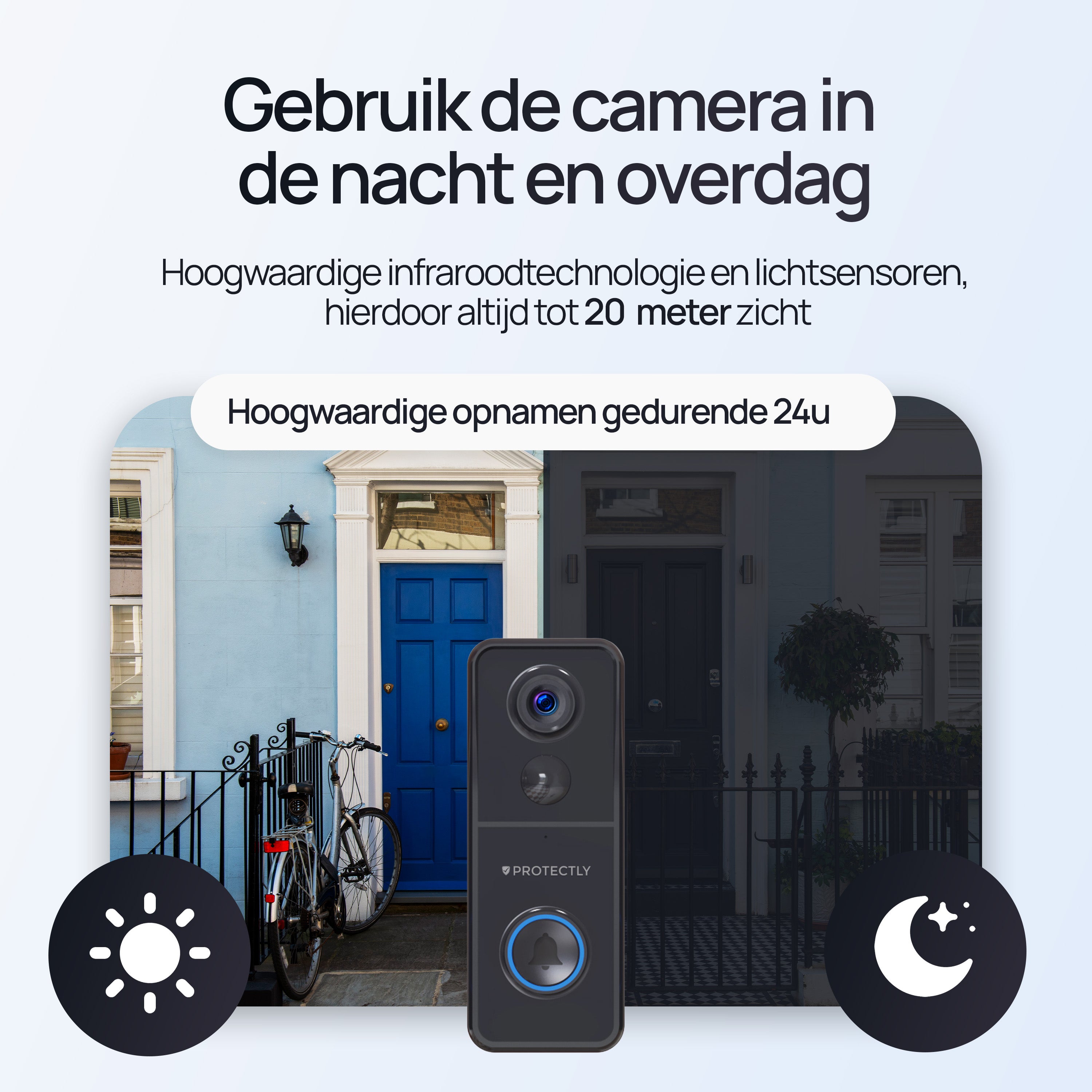 Protectly® Slimme Draadloze Video Deurbel 4K Beeldkwaliteit