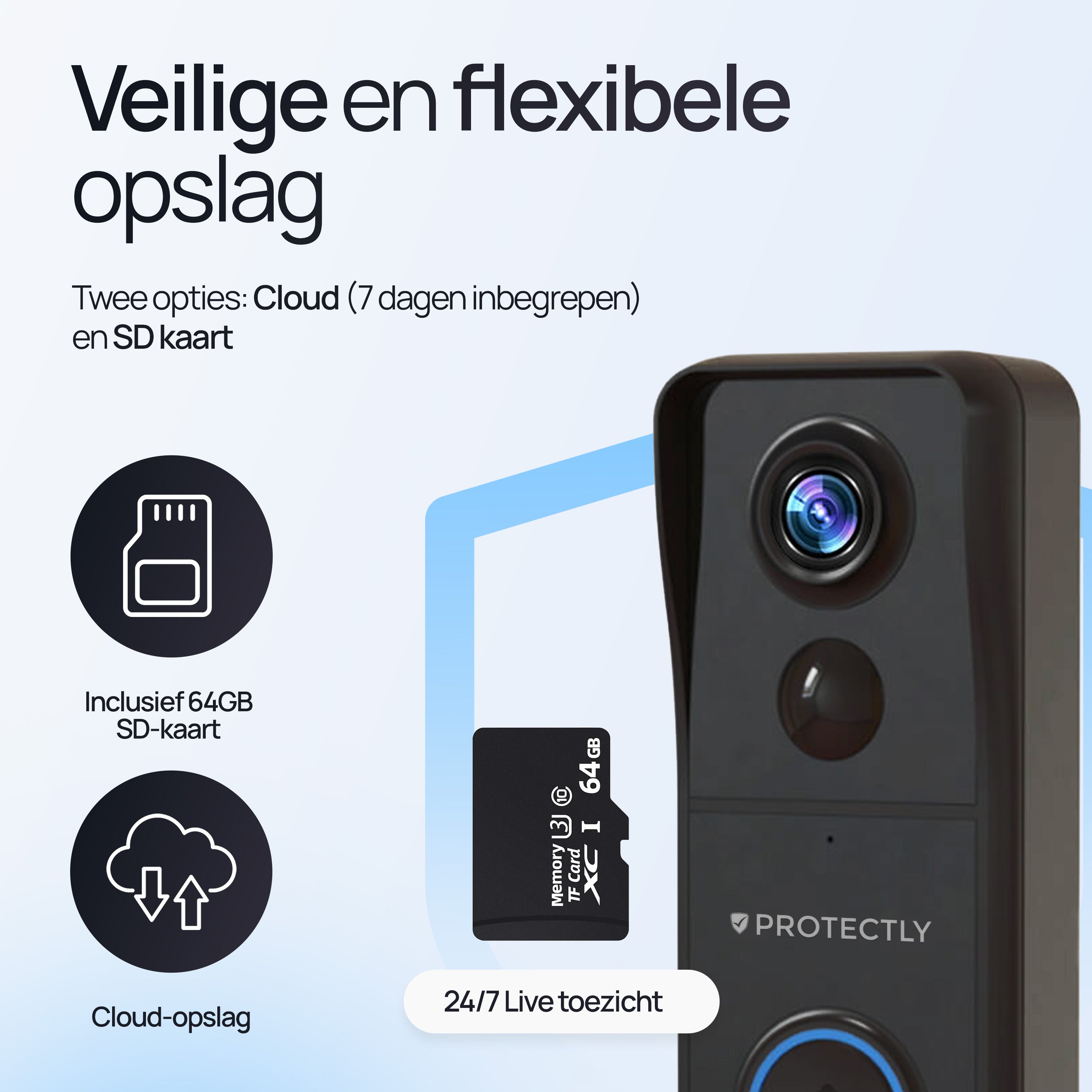 Protectly® Slimme Draadloze Video Deurbel 4K Beeldkwaliteit