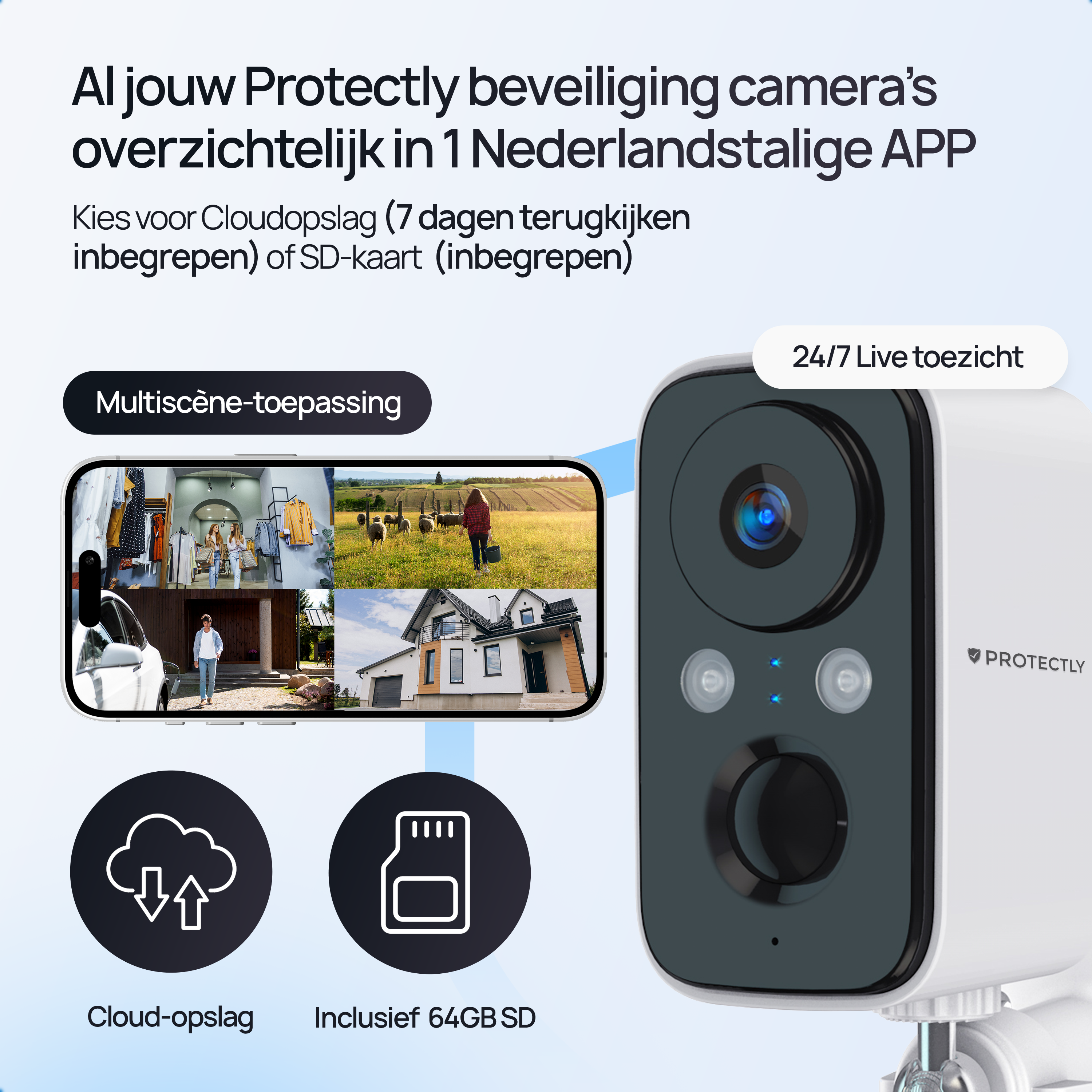 Protectly Beveiligingscamera Draadloos – 2K - Siltcon