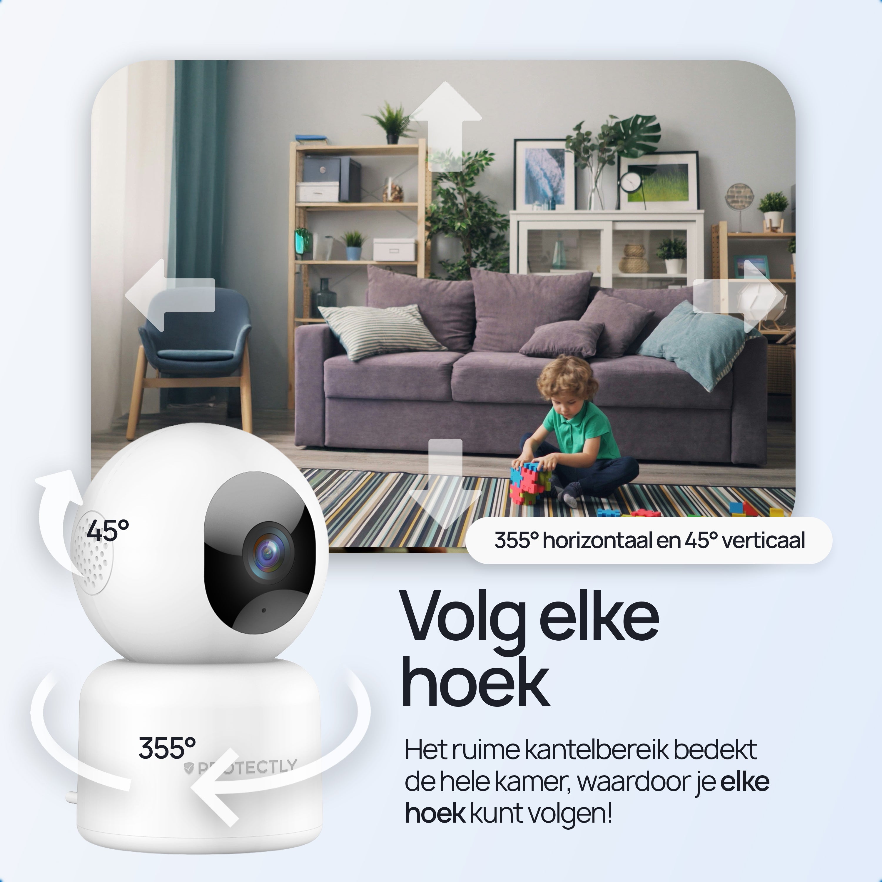 Protectly Beveiligingscamera Binnen – 2K Camera Baby & Huisdier
