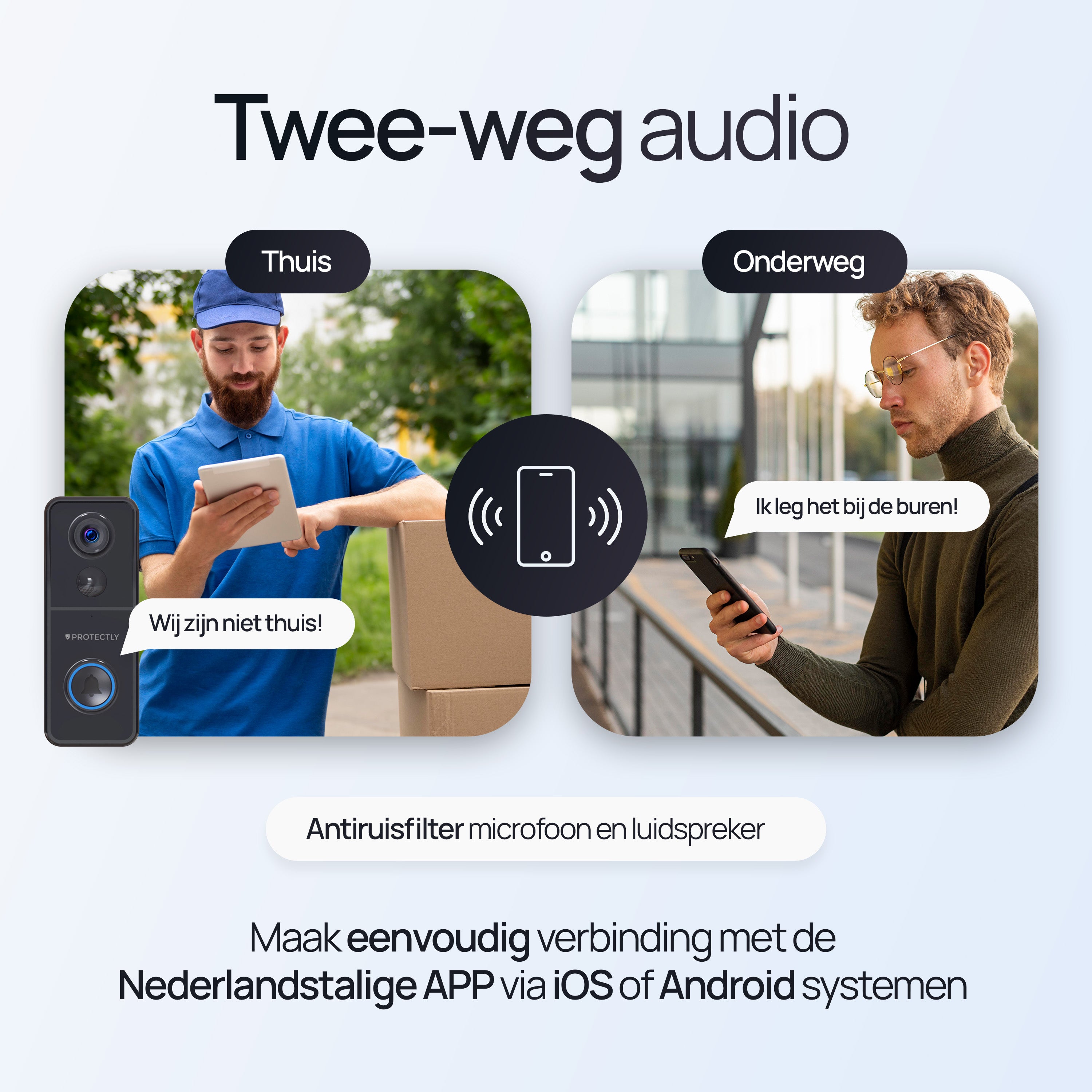 Protectly® Slimme Draadloze Video Deurbel 4K Beeldkwaliteit