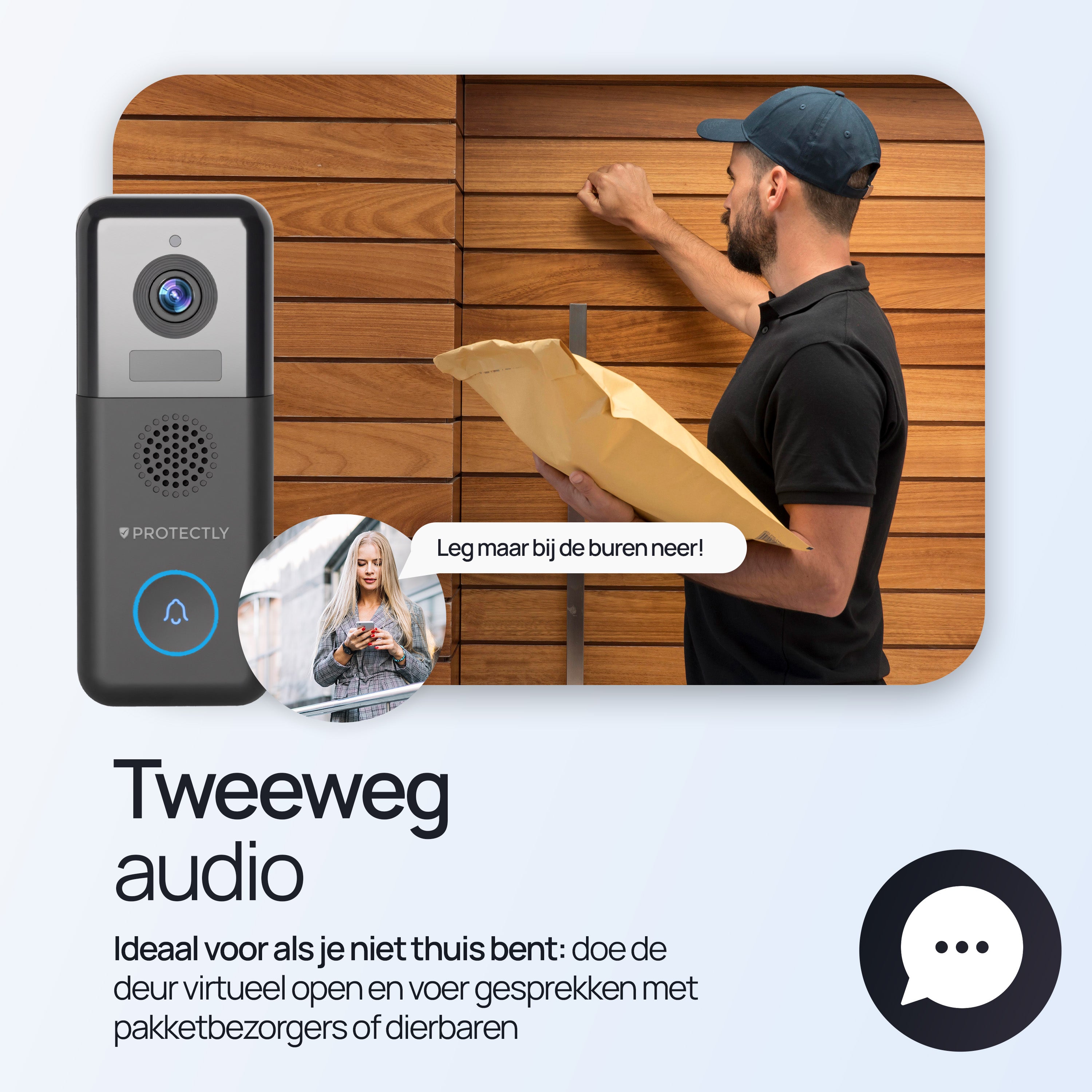 Protectly® Video Deurbel Draadloos & Bedraad 2K
