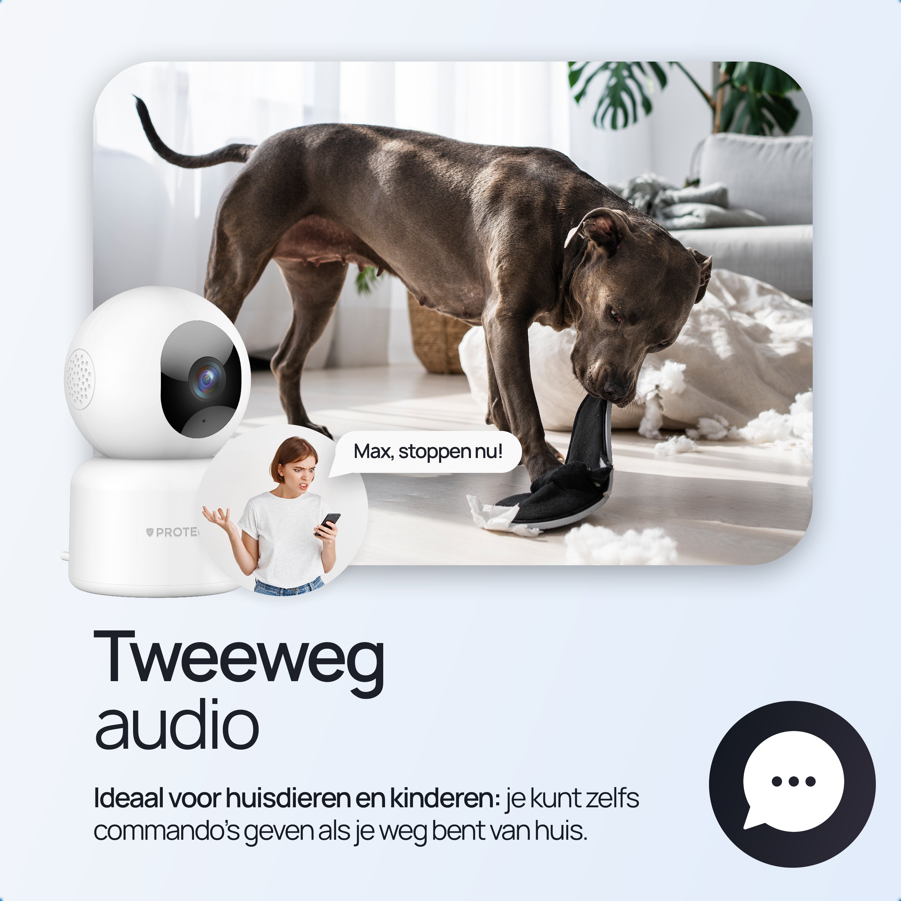 Protectly Beveiligingscamera Binnen – 2K Camera Baby & Huisdier