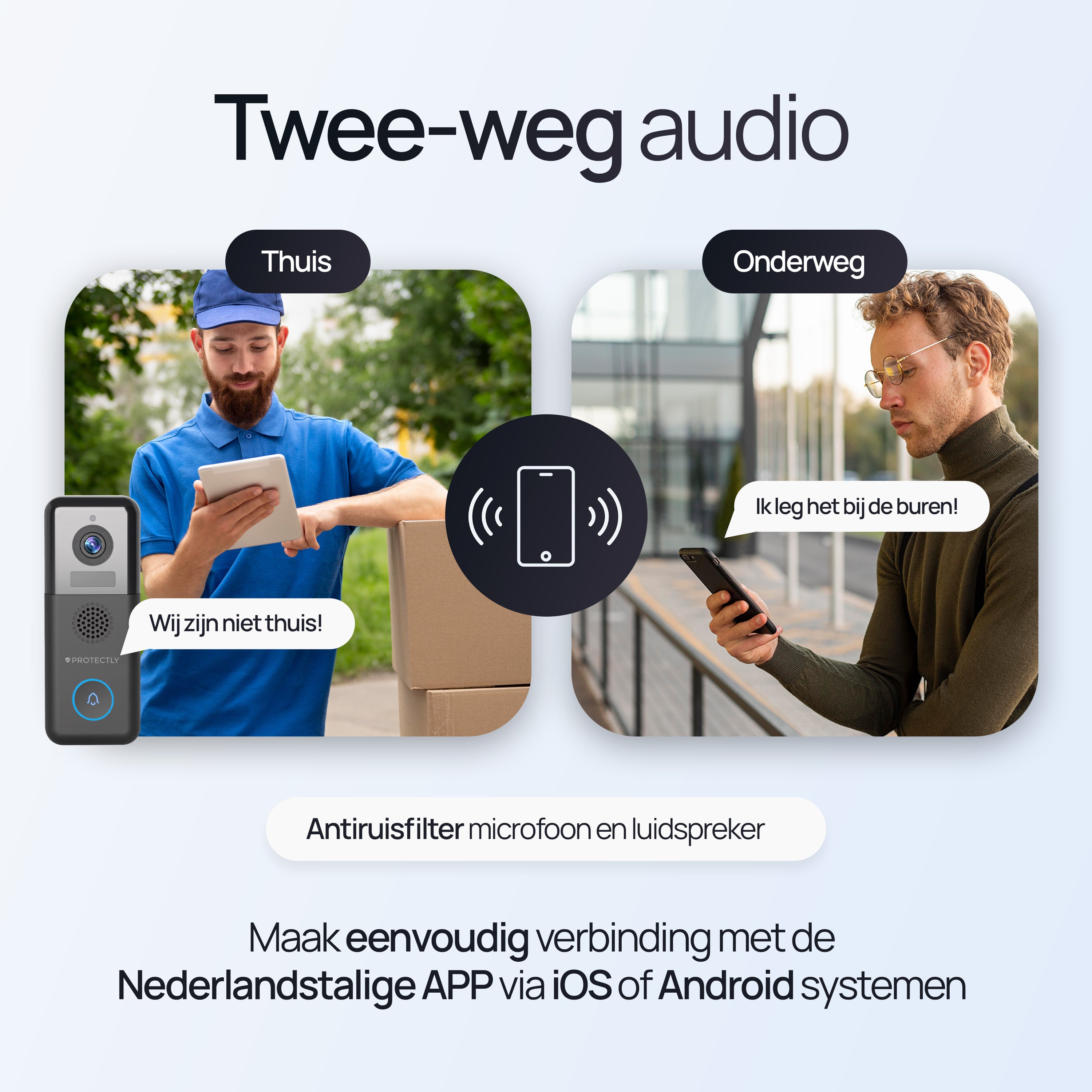 Protectly® Video Deurbel Draadloos & Bedraad 2K