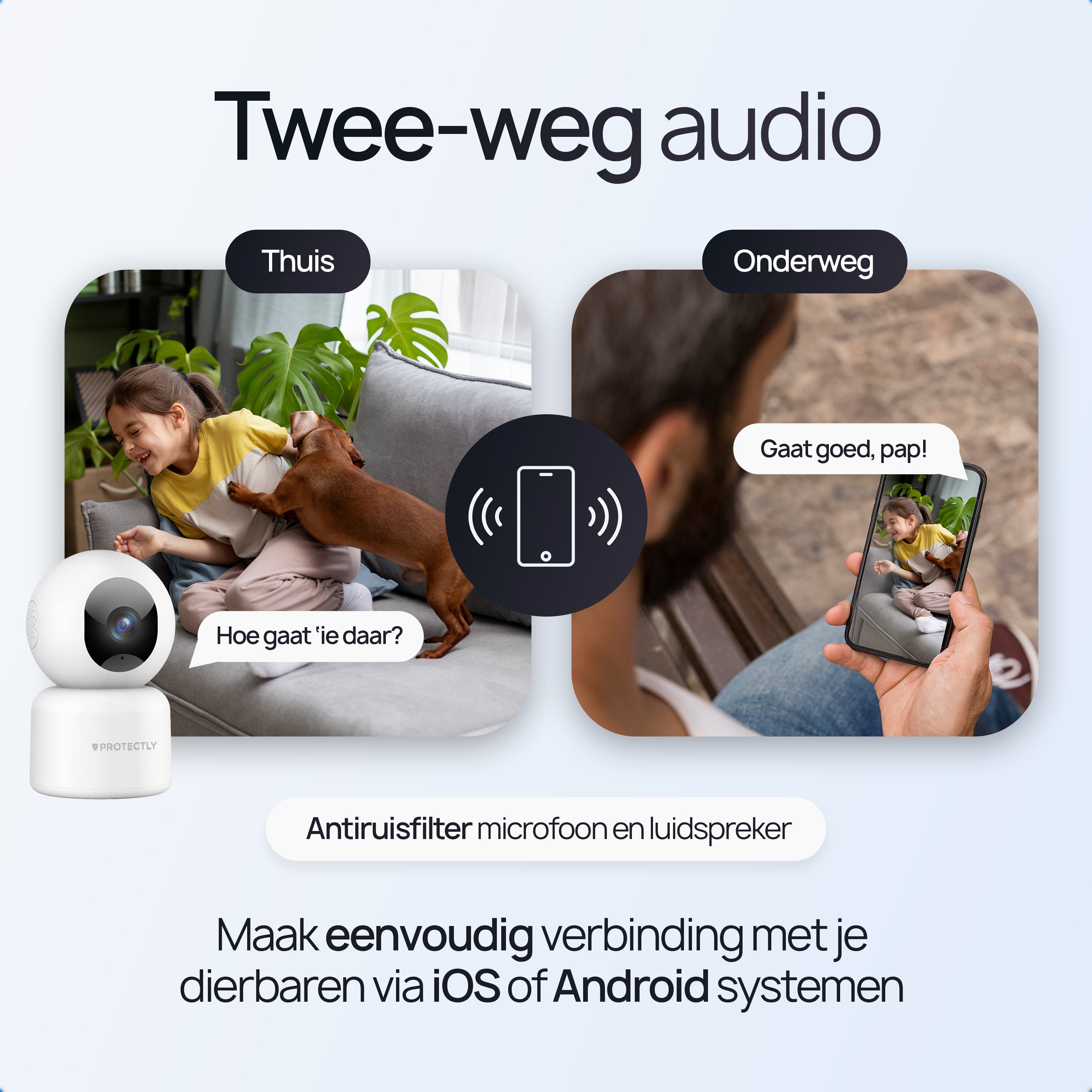 Protectly Beveiligingscamera Binnen – 2K Camera Baby & Huisdier