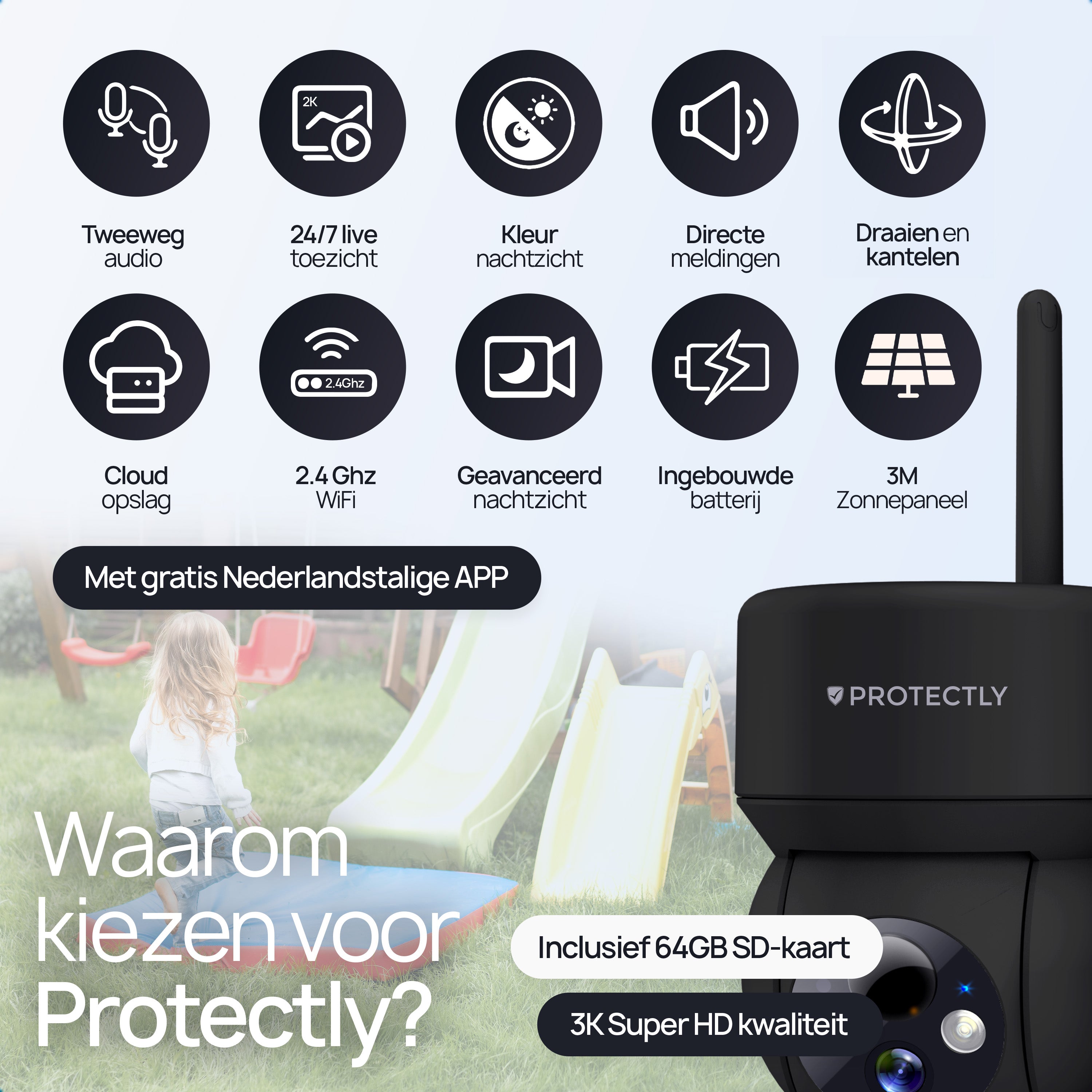 Protectly® Wireless Outdoor Security Camera