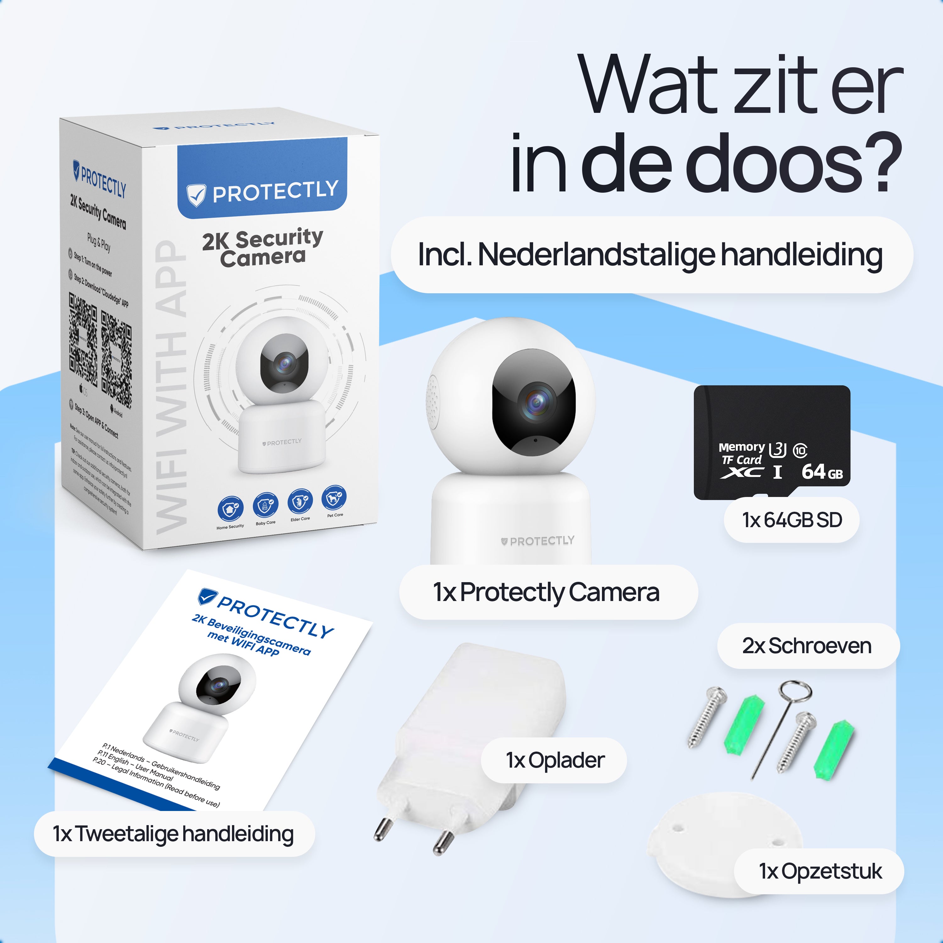 Protectly Beveiligingscamera Binnen – 2K Camera Baby & Huisdier