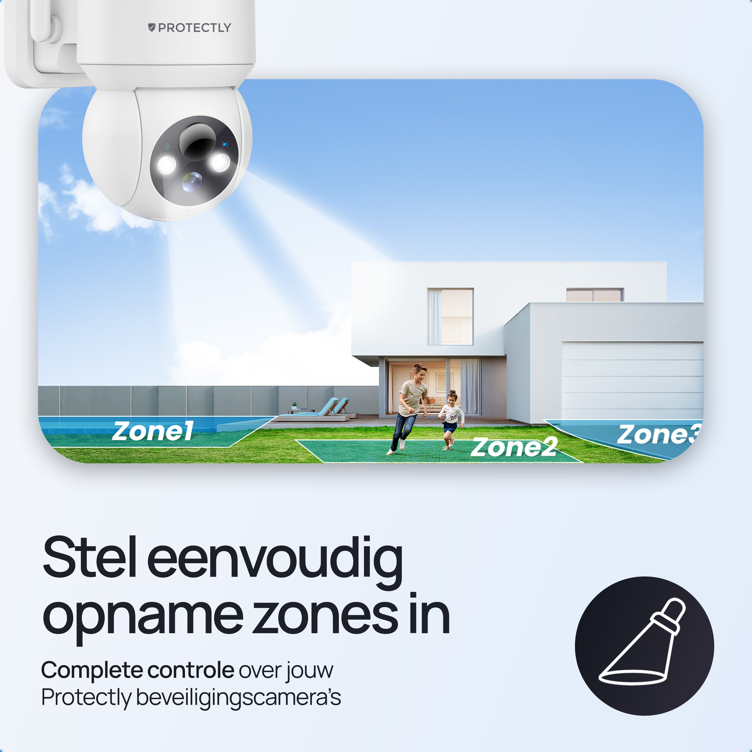 Protectly – Draadloze Beveiligingscamera Wit – 2K Nachtzicht & Appbediening