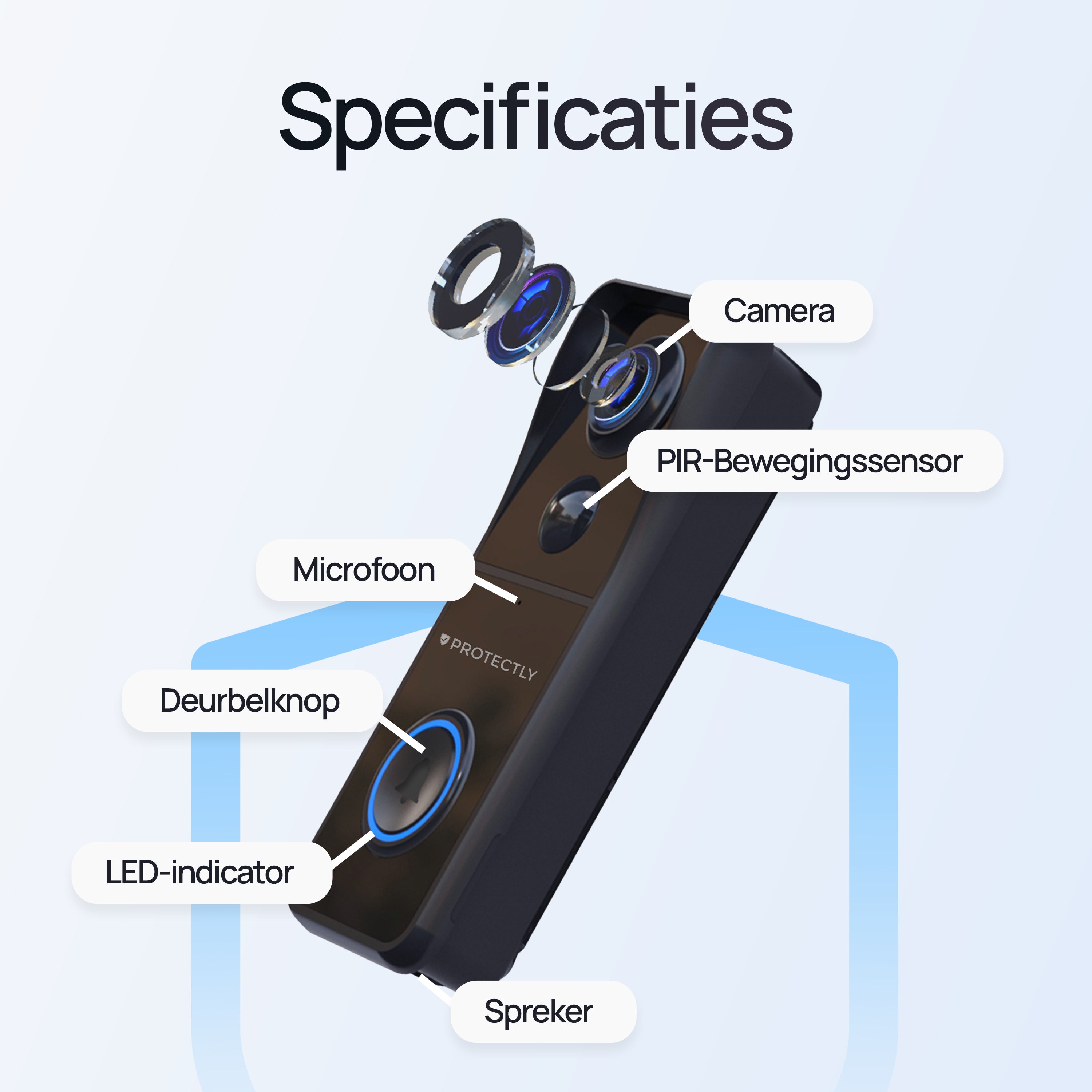 Protectly® Slimme Draadloze Video Deurbel 4K Beeldkwaliteit