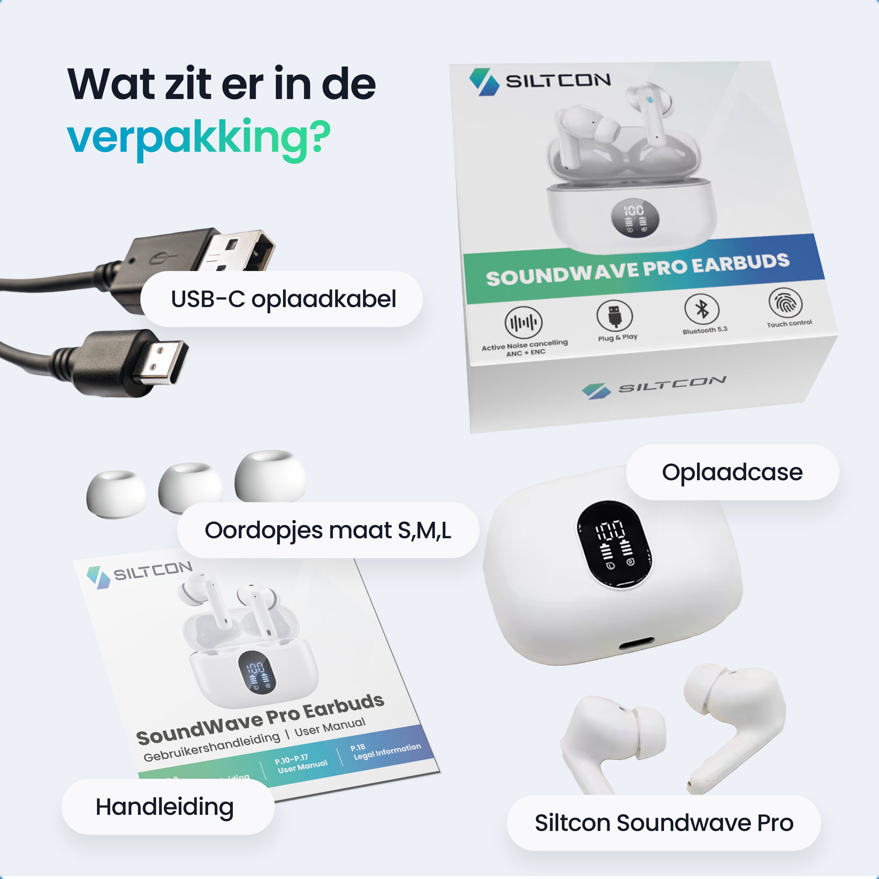 Siltcon SoundWave Pro 1 – Draadloze Oordopjes - Android & Iphone